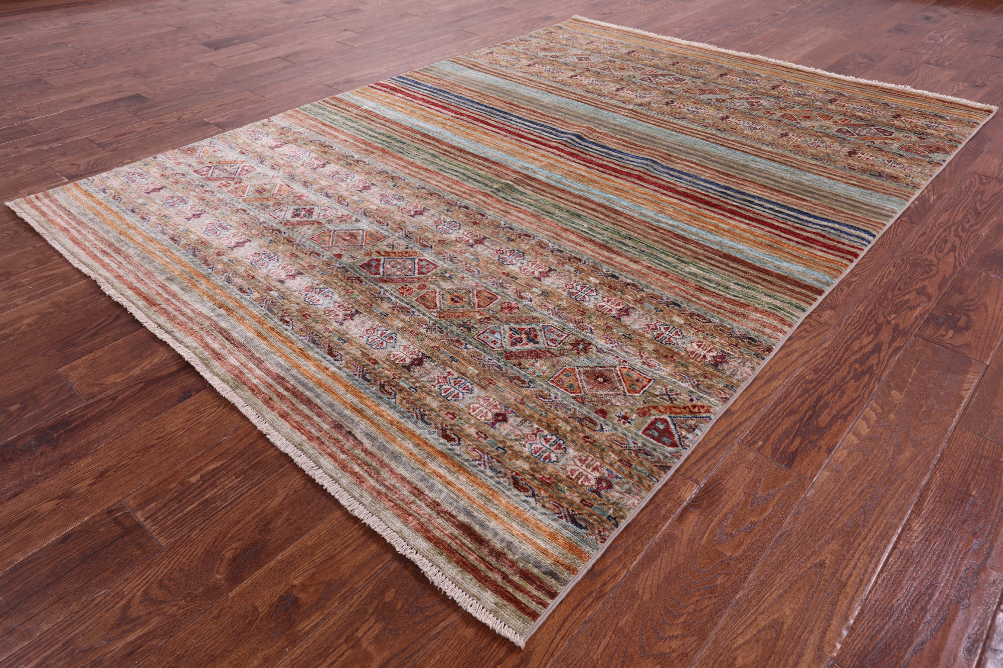 Khorjin Persian Gabbeh Hand Knotted Wool Rug - 5' 7" X 7' 9" - Golden Nile
