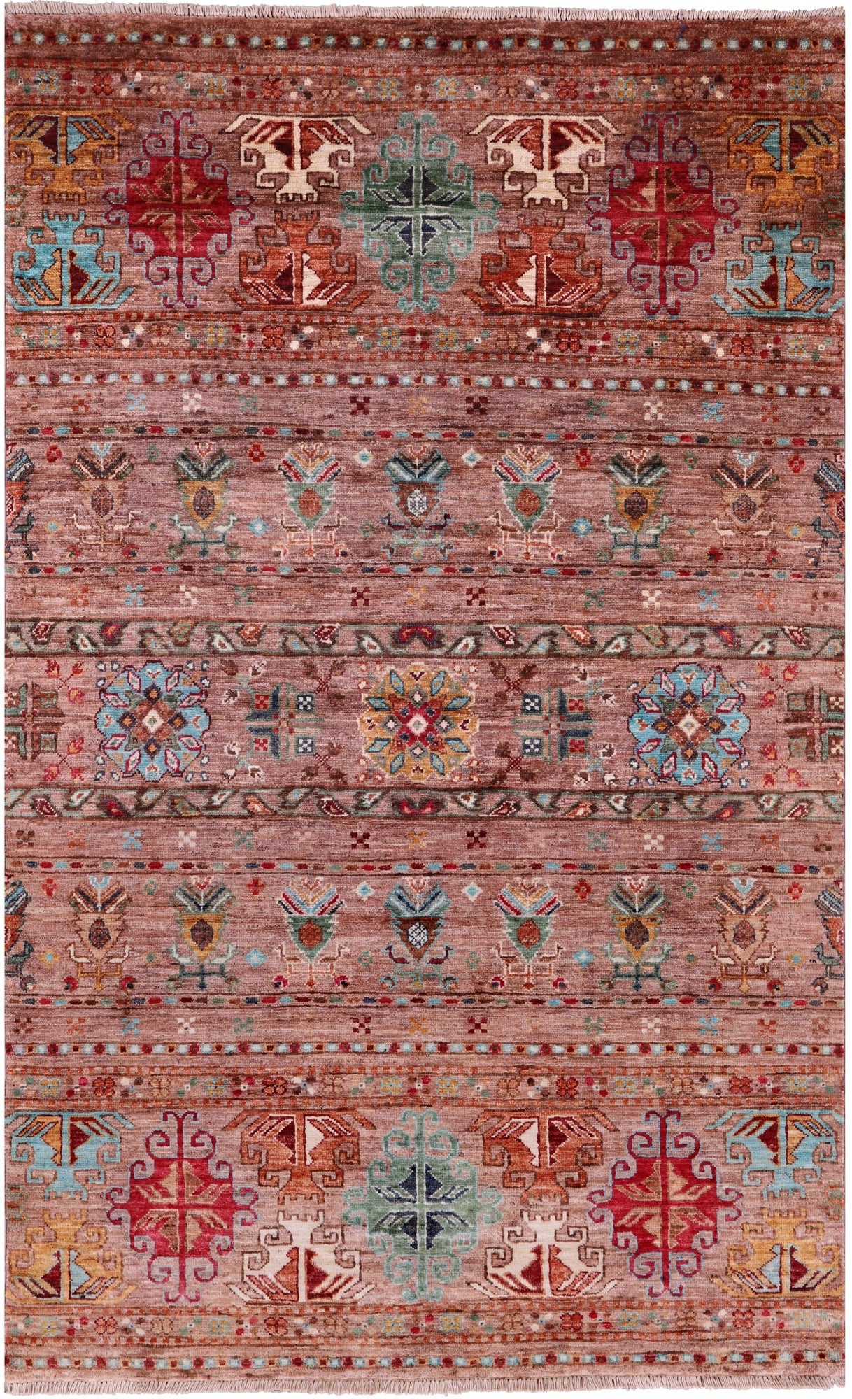 Khorjin Persian Gabbeh Hand Knotted Wool Rug - 3' 11" X 6' 5" - Golden Nile