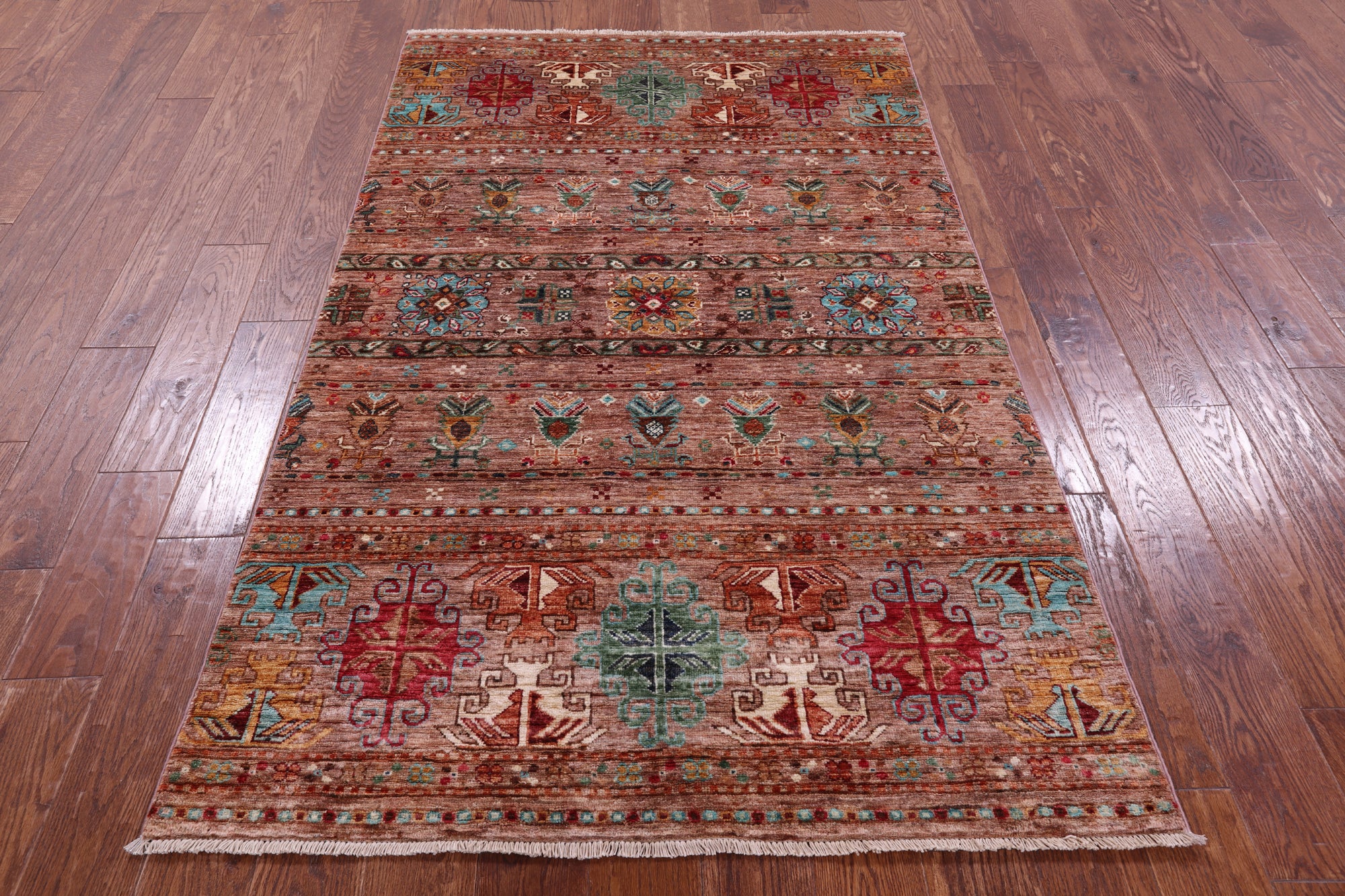 Khorjin Persian Gabbeh Hand Knotted Wool Rug - 3' 11" X 6' 5" - Golden Nile
