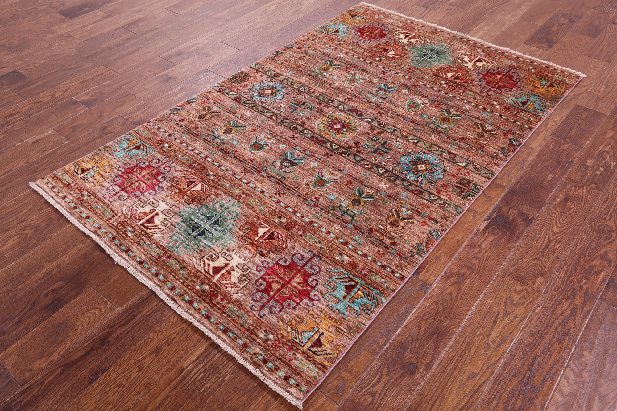 Khorjin Persian Gabbeh Hand Knotted Wool Rug - 3' 11" X 6' 5" - Golden Nile