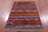 Khorjin Persian Gabbeh Hand Knotted Wool Rug - 3' 10" X 5' 10" - Golden Nile