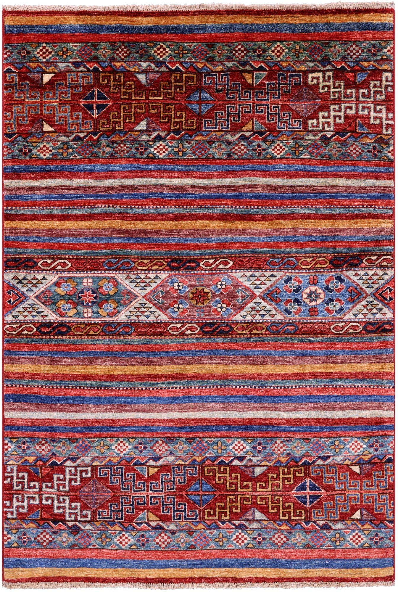 Khorjin Persian Gabbeh Hand Knotted Wool Rug - 3' 10" X 5' 10" - Golden Nile