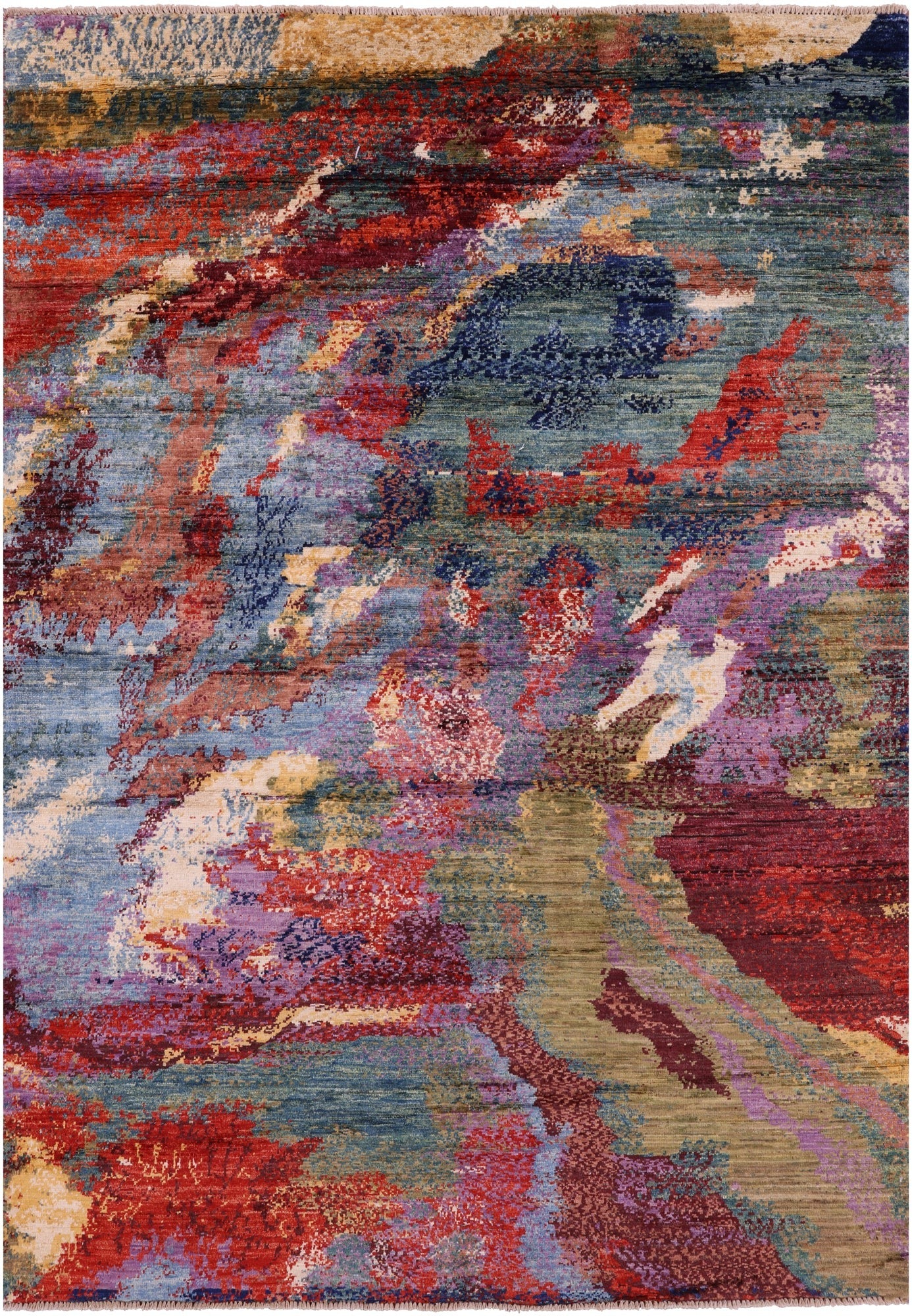 Abstract Contemporary Handmade Wool Rug - 4' 10" X 6' 9" - Golden Nile