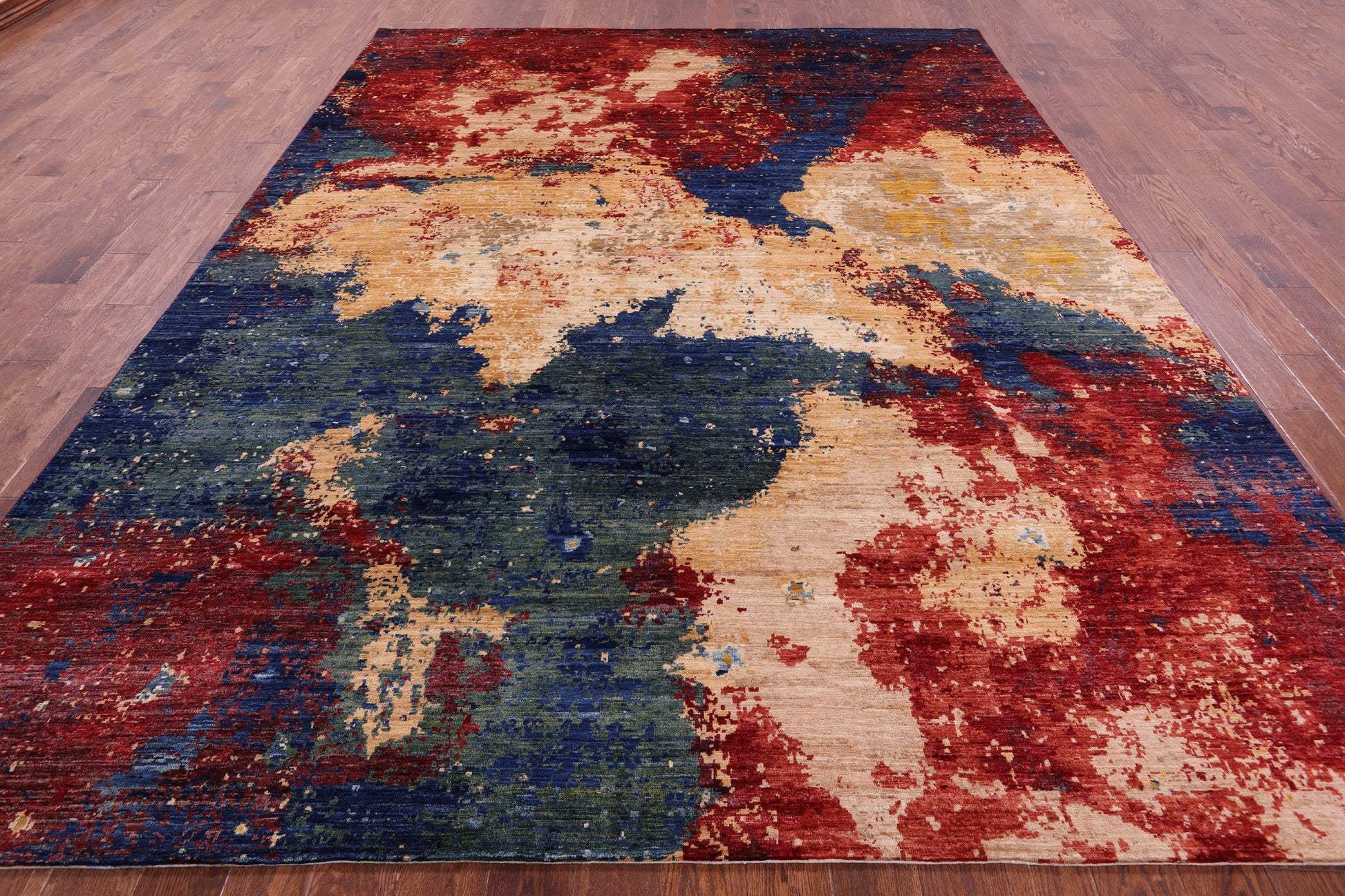 Abstract Contemporary Hand Knotted Wool Rug - 9' 0" X 11' 10" - Golden Nile