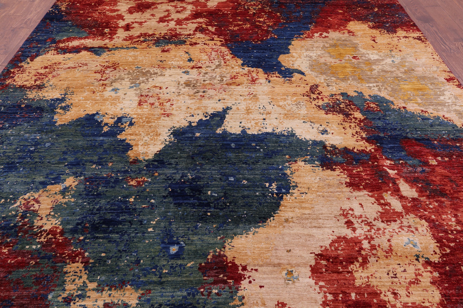 Abstract Contemporary Hand Knotted Wool Rug - 9' 0" X 11' 10" - Golden Nile