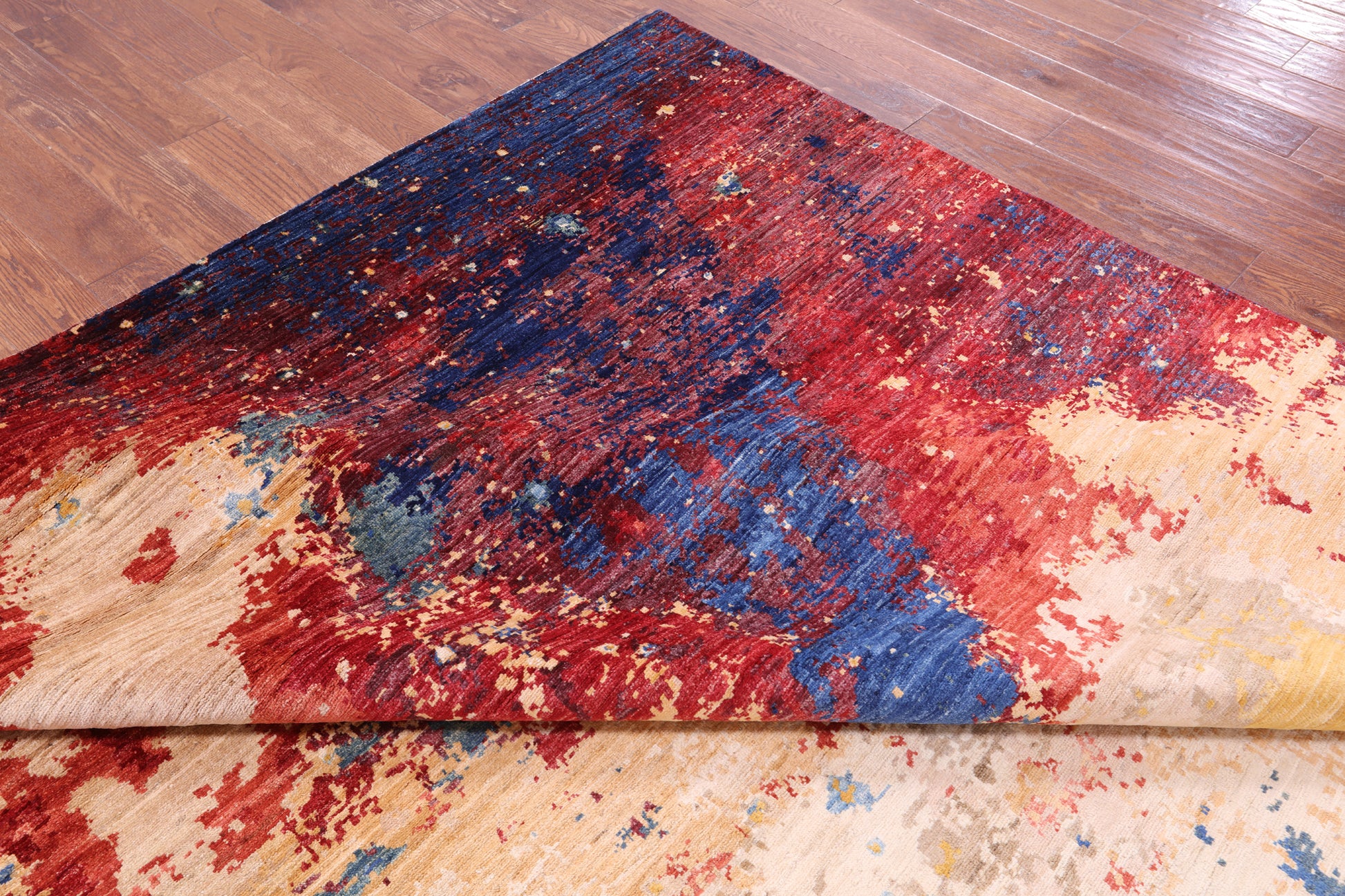 Abstract Contemporary Hand Knotted Wool Rug - 9' 0" X 11' 10" - Golden Nile