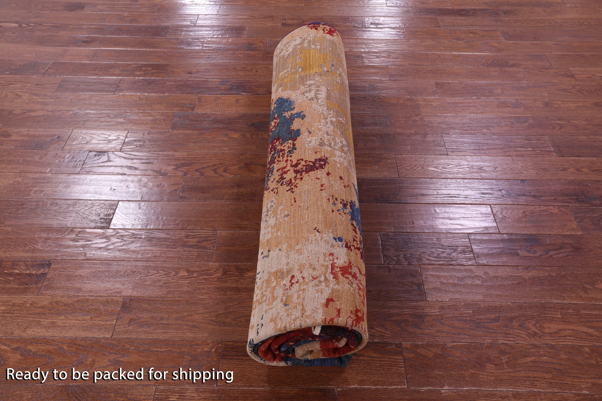 Abstract Contemporary Hand Knotted Wool Rug - 9' 0" X 11' 10" - Golden Nile