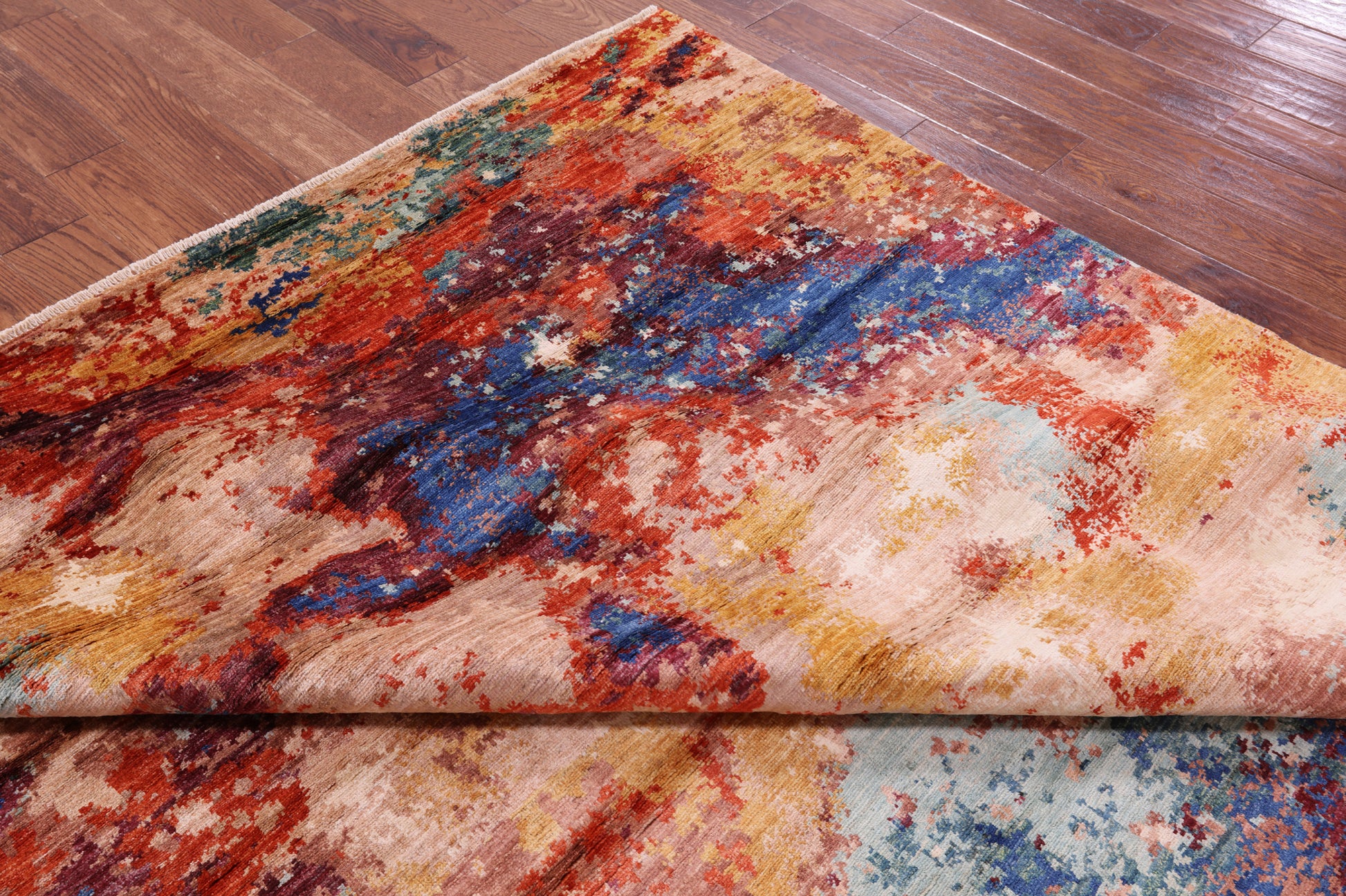 Abstract Contemporary Hand Knotted Wool Rug - 8' 2" X 9' 8" - Golden Nile