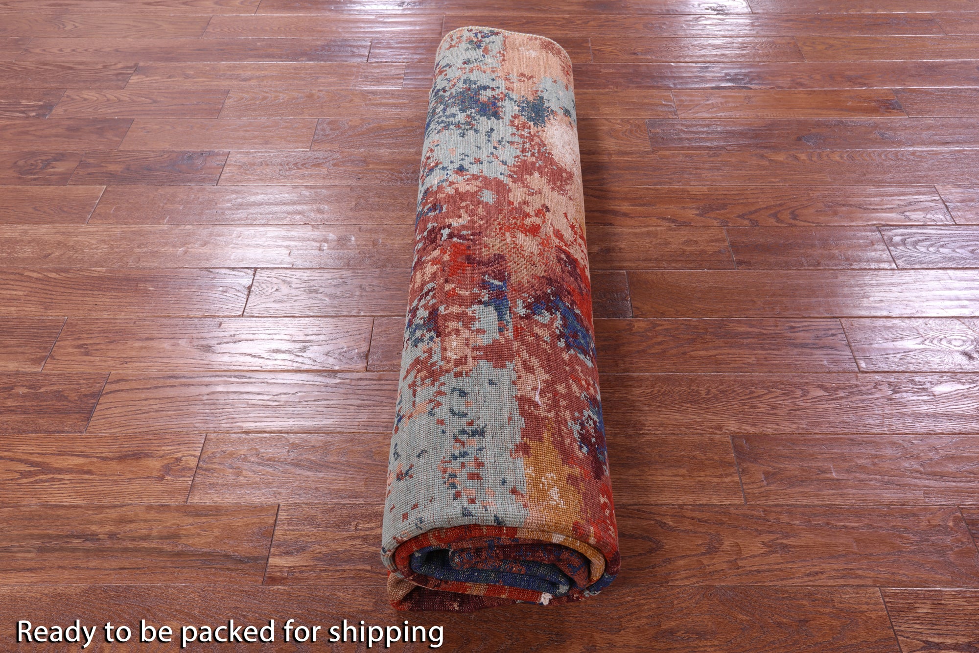 Abstract Contemporary Hand Knotted Wool Rug - 8' 2" X 9' 8" - Golden Nile