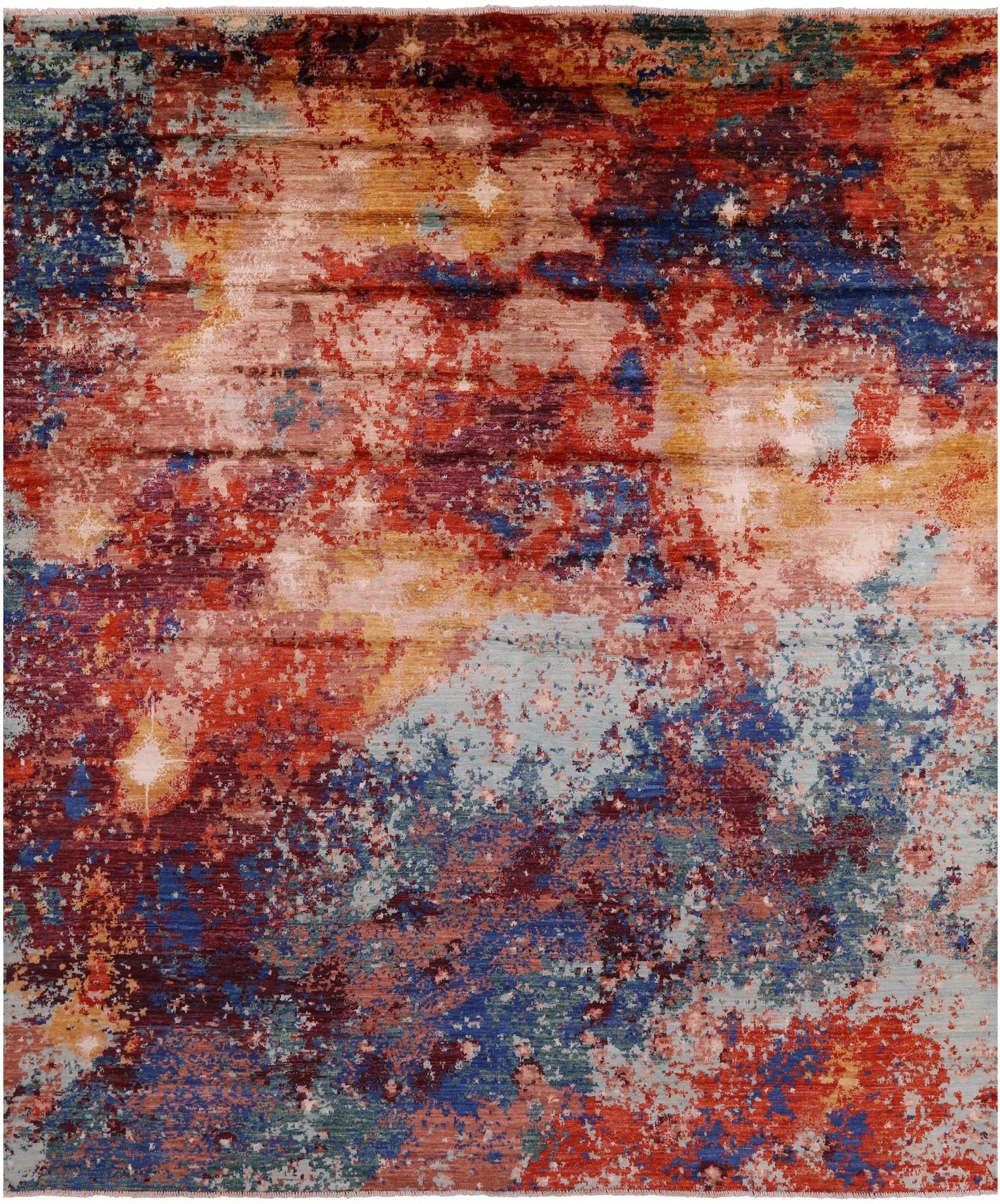 Abstract Contemporary Hand Knotted Wool Rug - 8' 2" X 9' 8" - Golden Nile