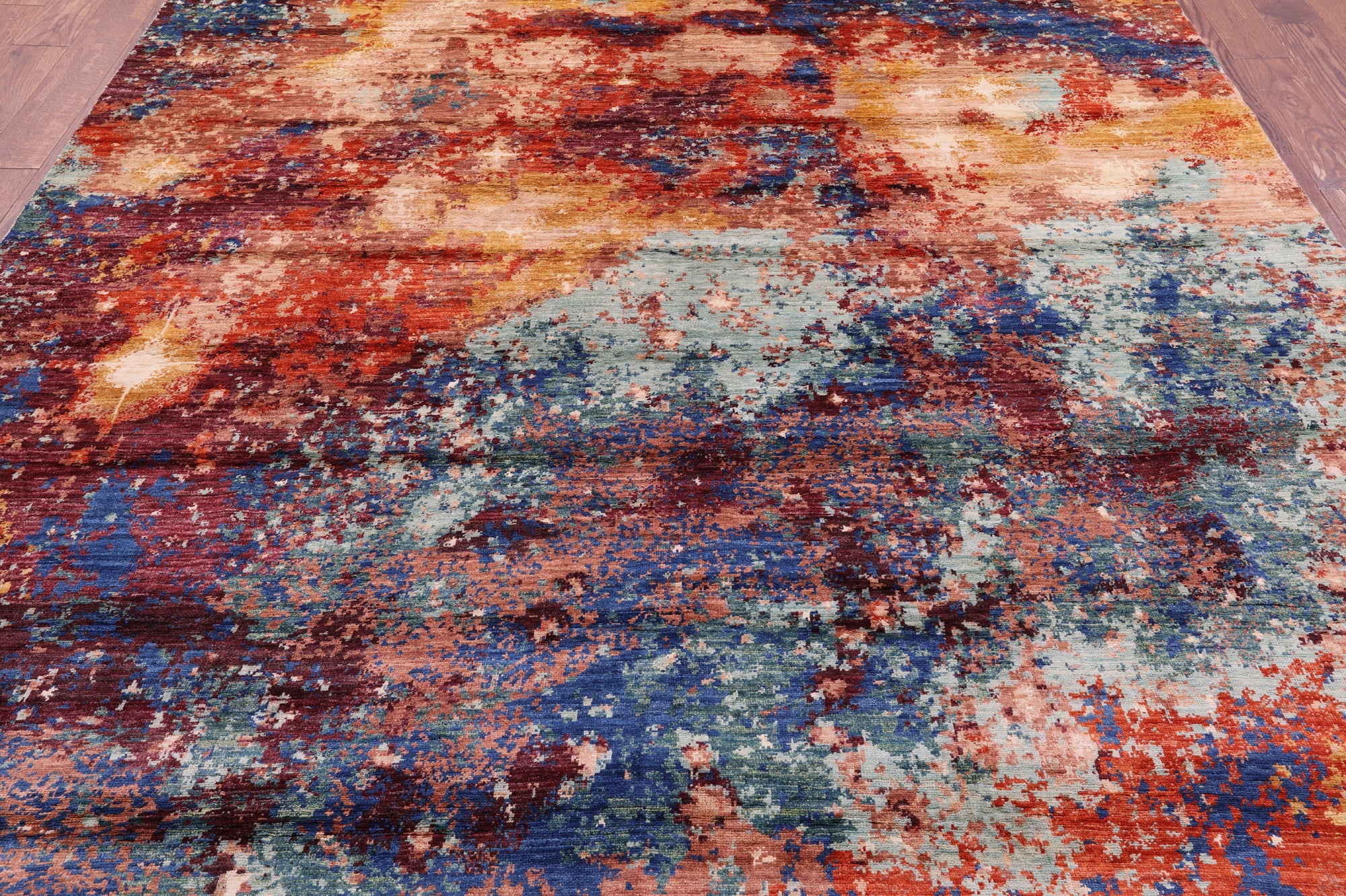 Abstract Contemporary Hand Knotted Wool Rug - 8' 2" X 9' 8" - Golden Nile