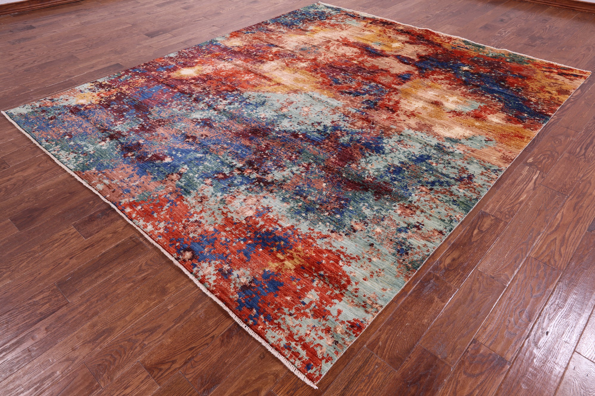 Abstract Contemporary Hand Knotted Wool Rug - 8' 2" X 9' 8" - Golden Nile