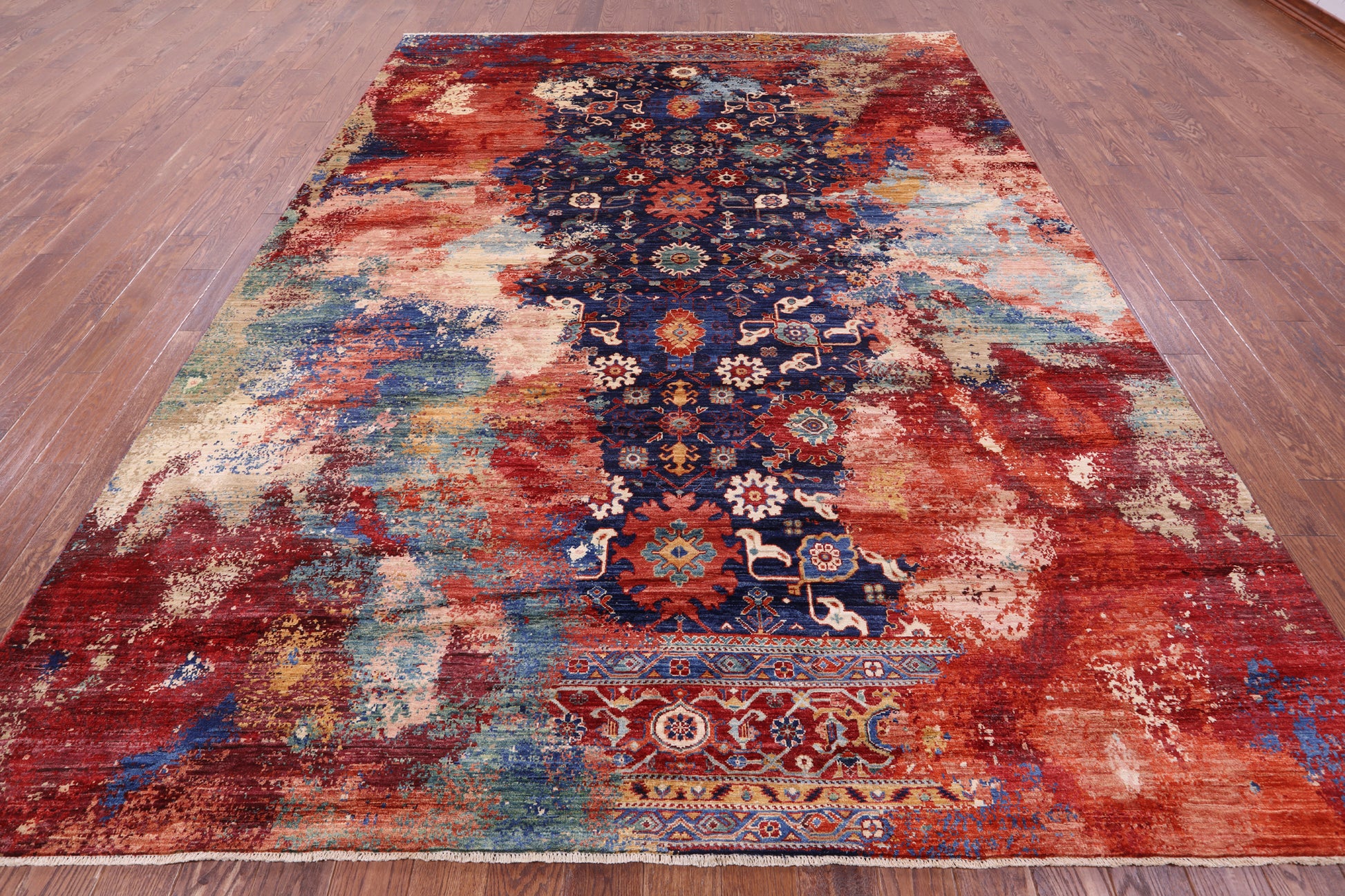 Abstract Contemporary Hand Knotted Wool Rug - 8' 11" X 11' 8" - Golden Nile