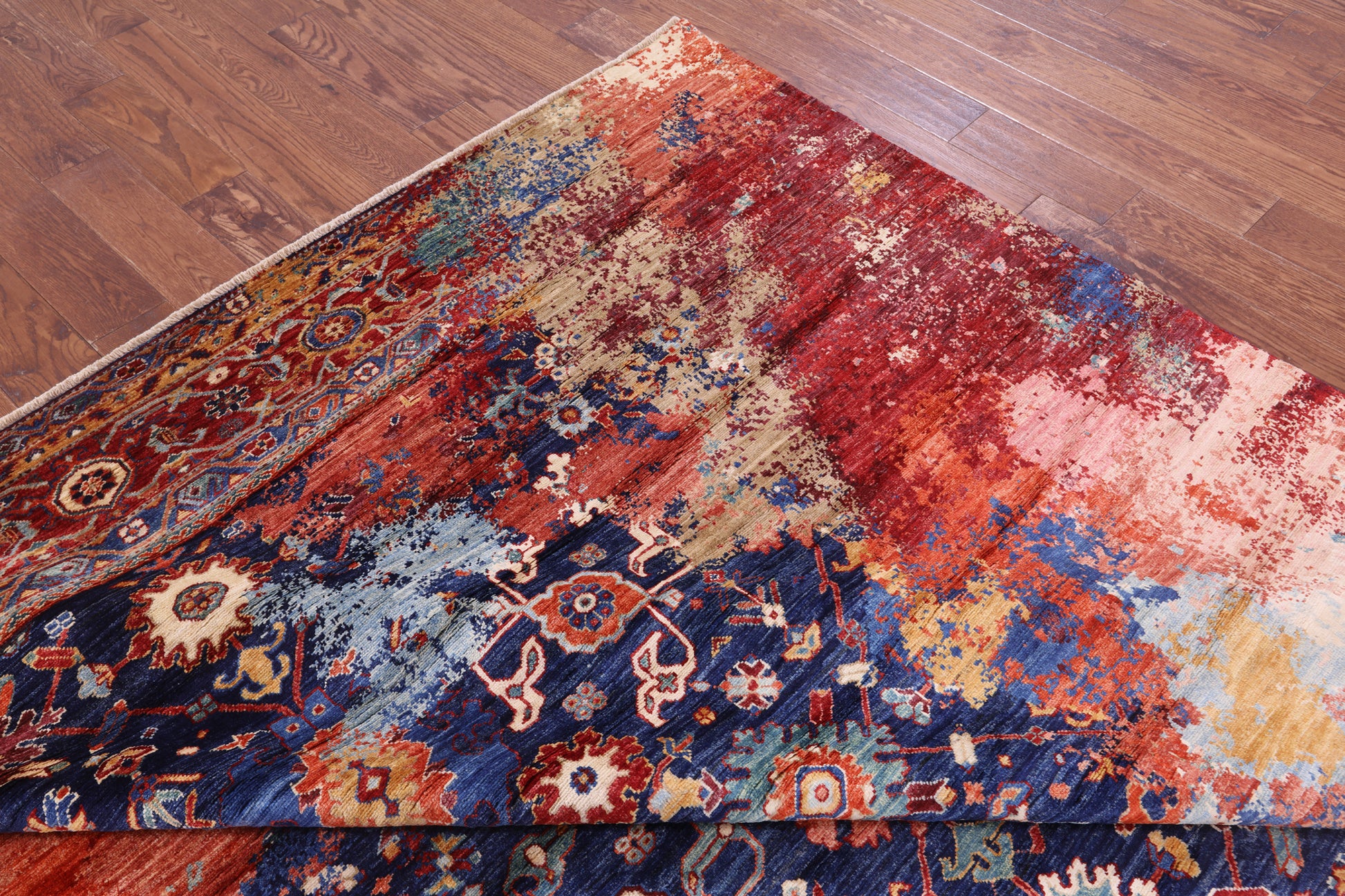 Abstract Contemporary Hand Knotted Wool Rug - 8' 11" X 11' 8" - Golden Nile