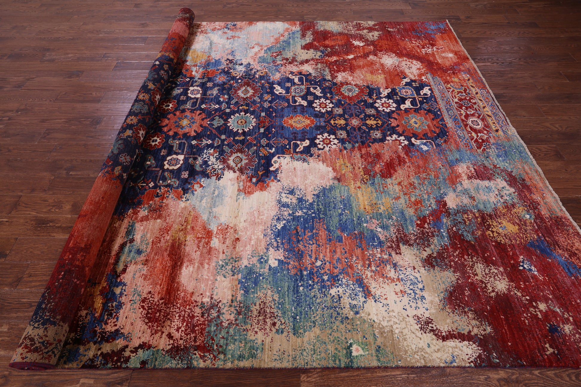 Abstract Contemporary Hand Knotted Wool Rug - 8' 11" X 11' 8" - Golden Nile