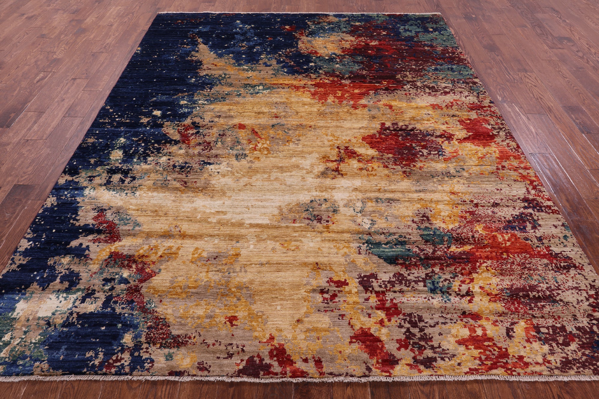 Abstract Contemporary Hand Knotted Wool Rug - 8' 1" X 9' 8" - Golden Nile