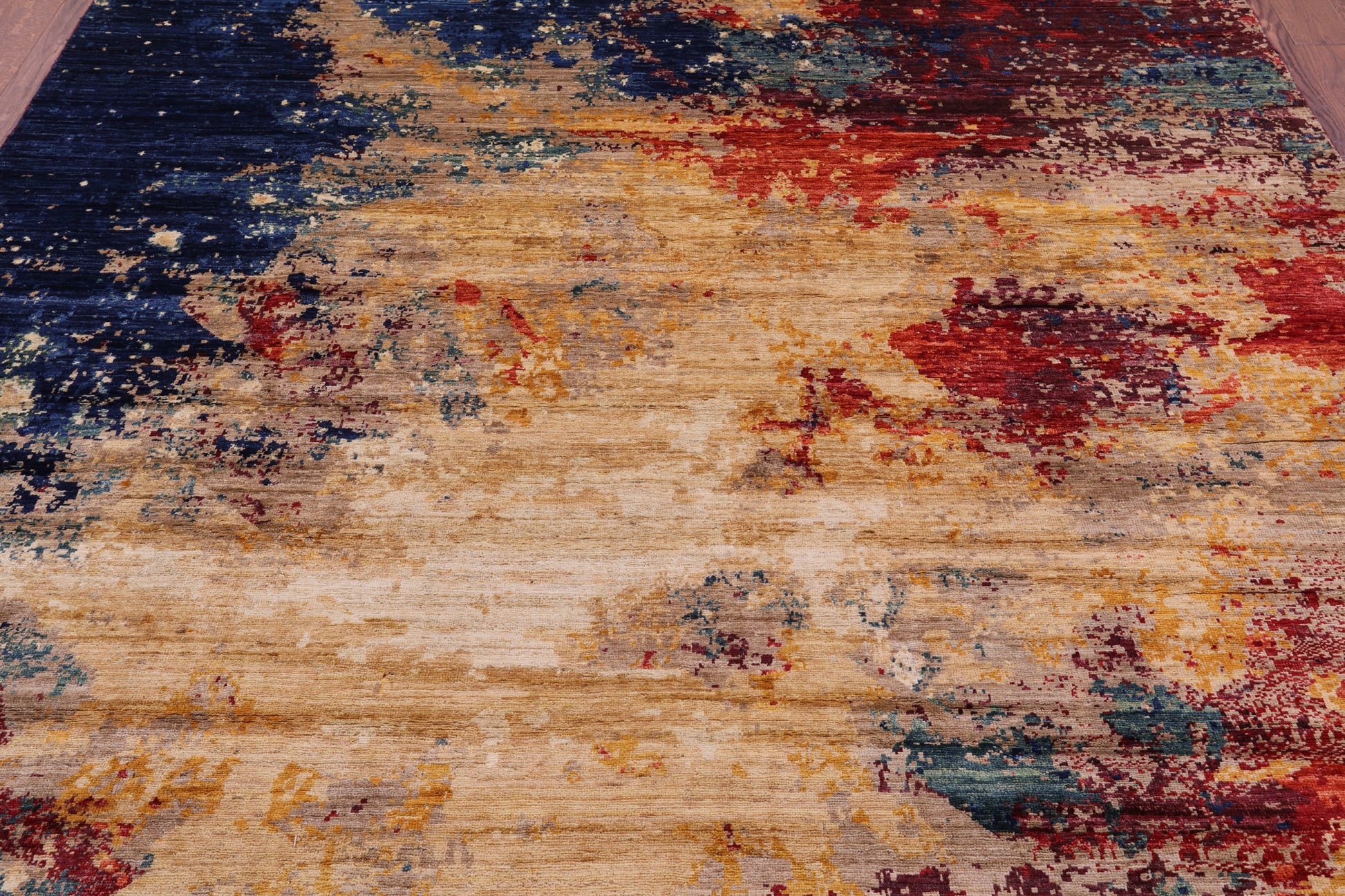 Abstract Contemporary Hand Knotted Wool Rug - 8' 1" X 9' 8" - Golden Nile
