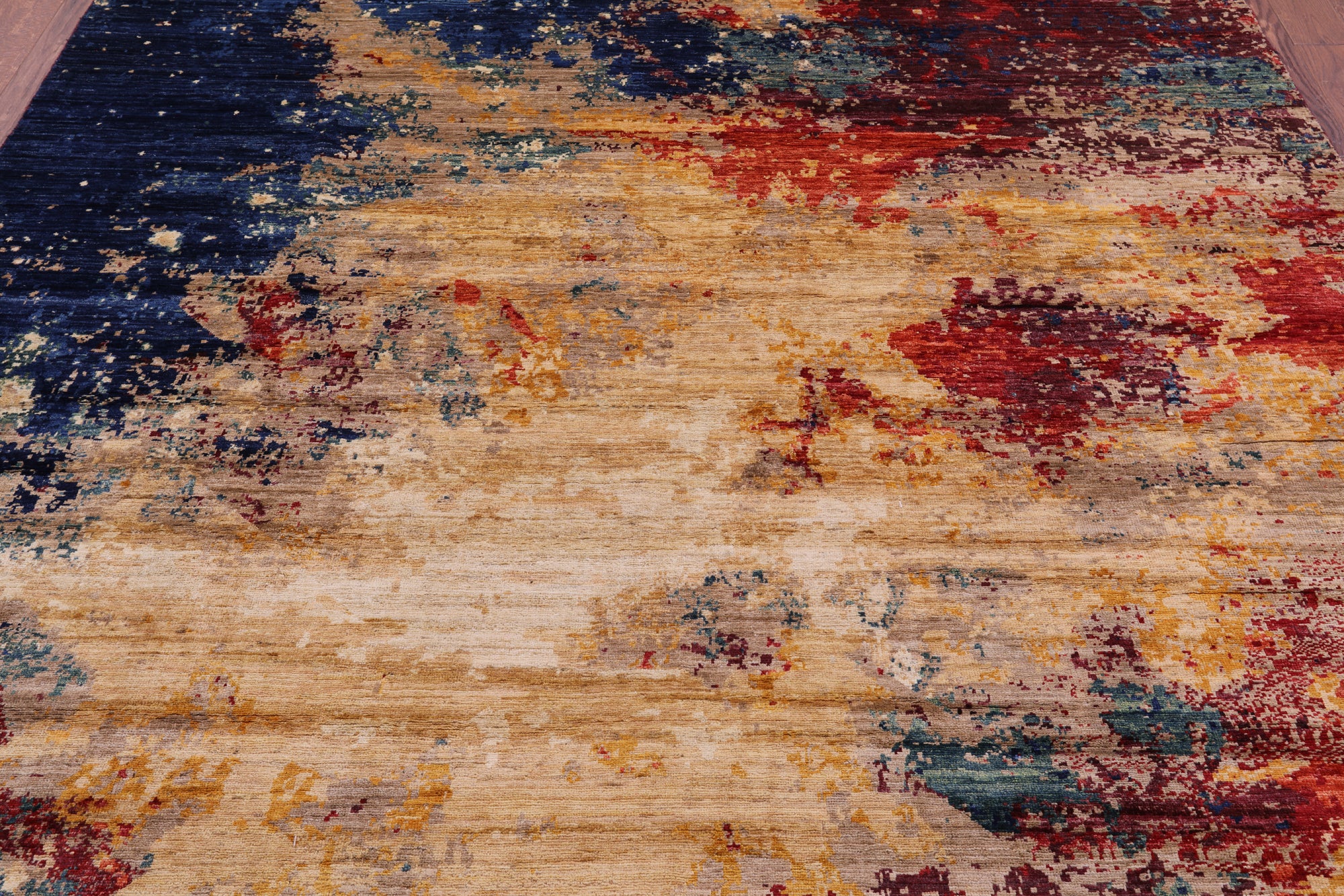 Abstract Contemporary Hand Knotted Wool Rug - 8' 1" X 9' 8" - Golden Nile