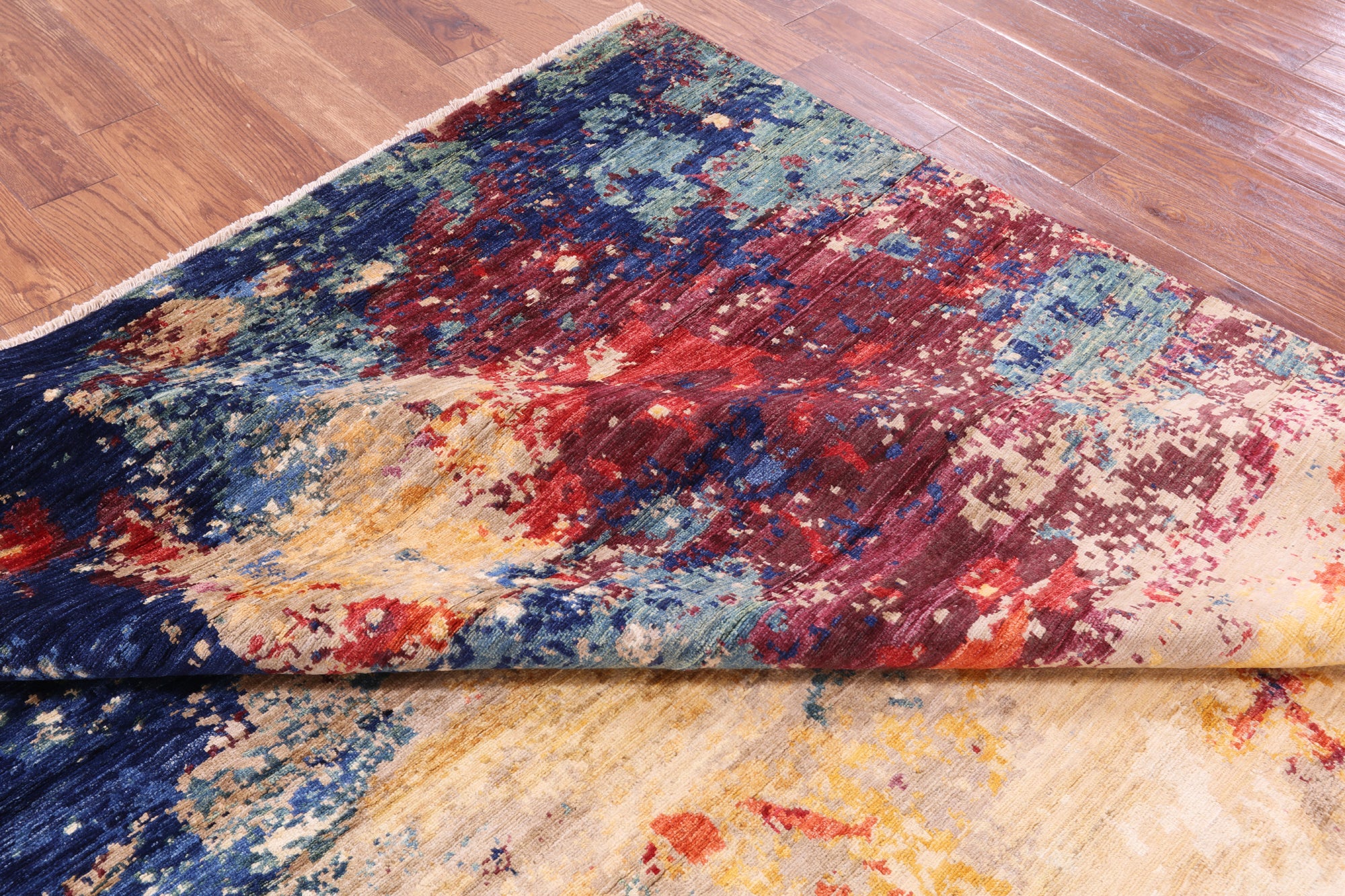 Abstract Contemporary Hand Knotted Wool Rug - 8' 1" X 9' 8" - Golden Nile