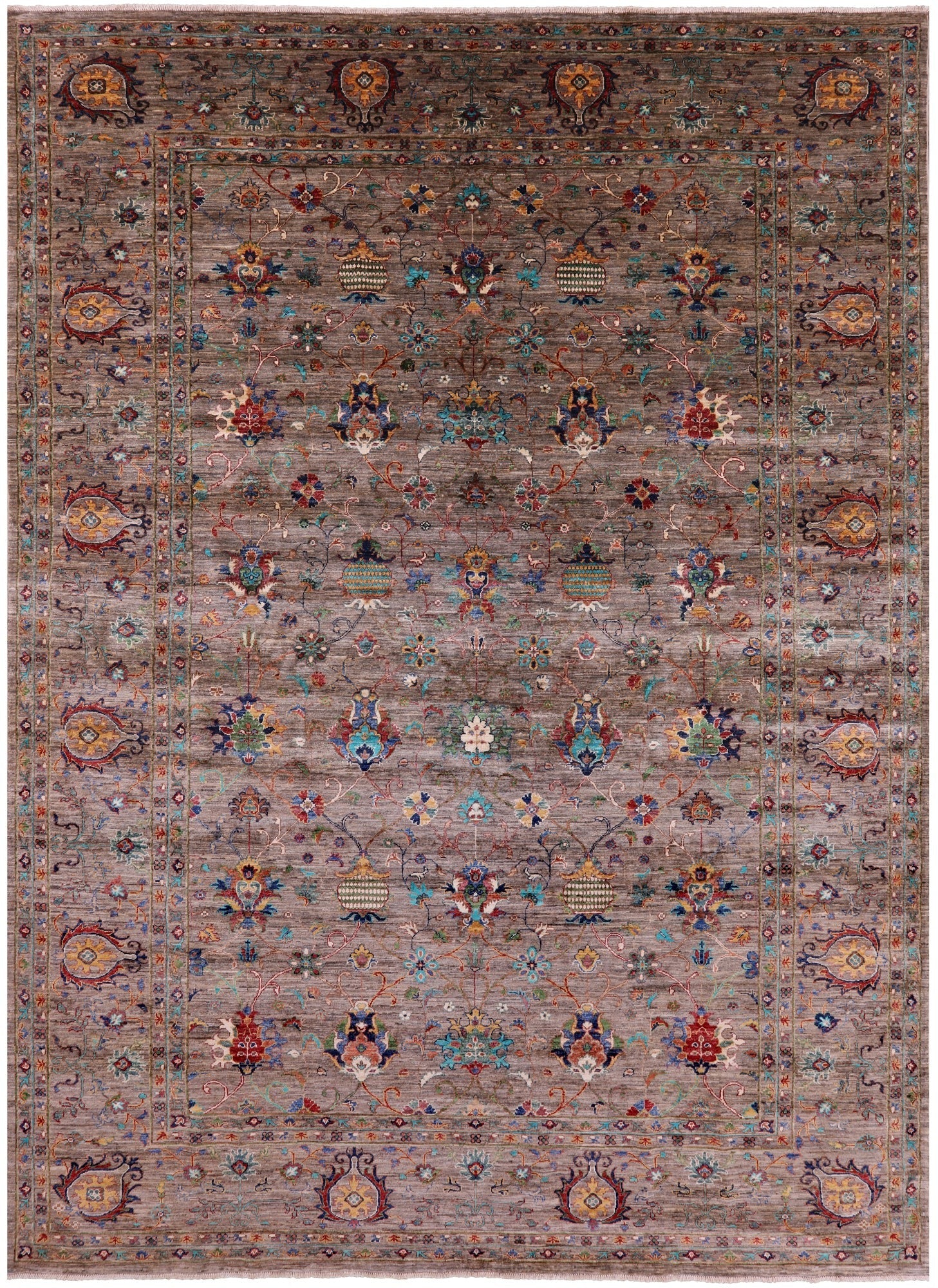 Peshawar Hand Knotted Wool Rug - 8' 9" X 12' 2" - Golden Nile