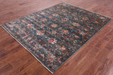 Green Peshawar Handmade Wool Rug - 5' 8" X 7' 4" - Golden Nile