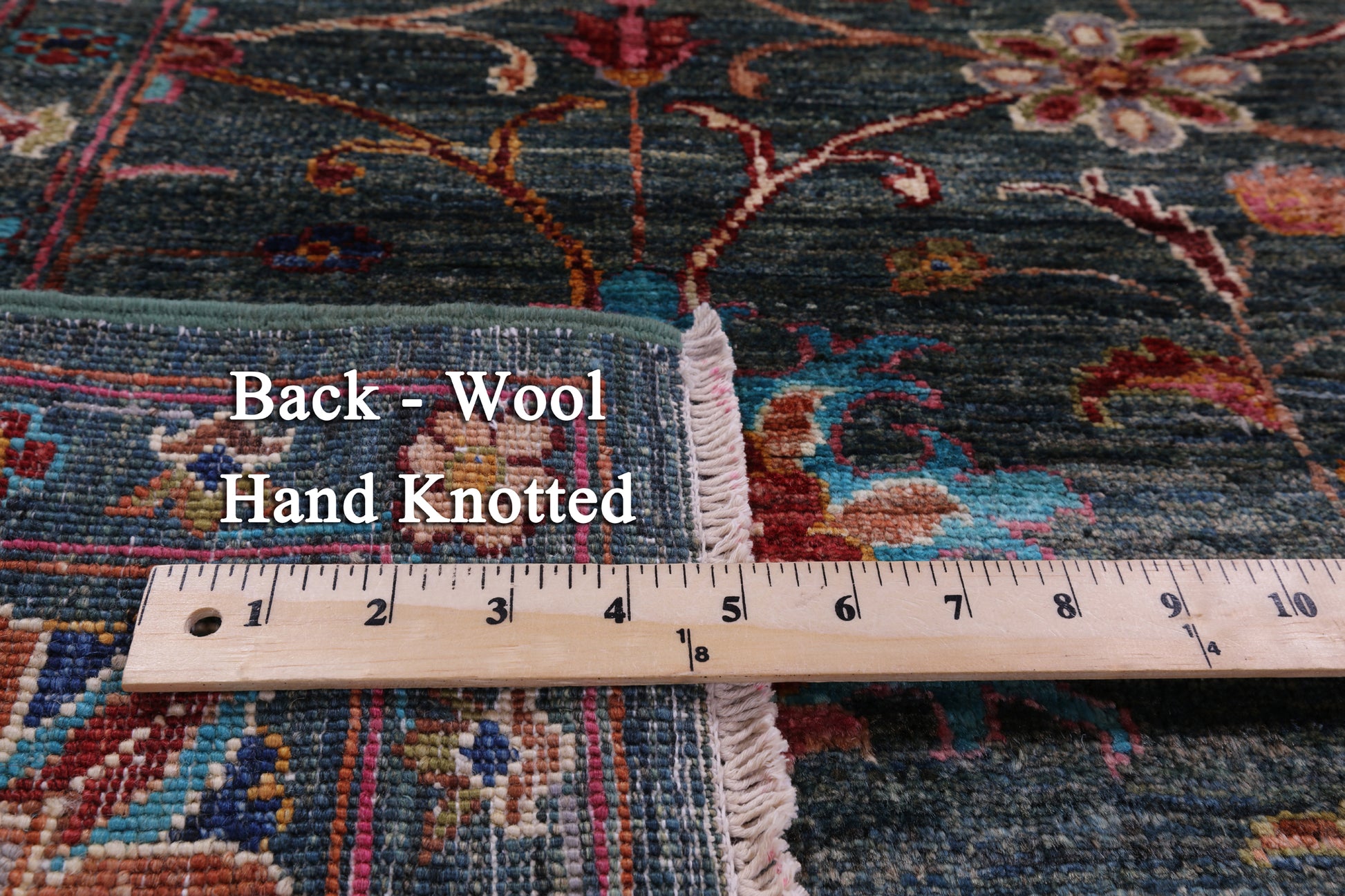Green Peshawar Handmade Wool Rug - 5' 8" X 7' 4" - Golden Nile