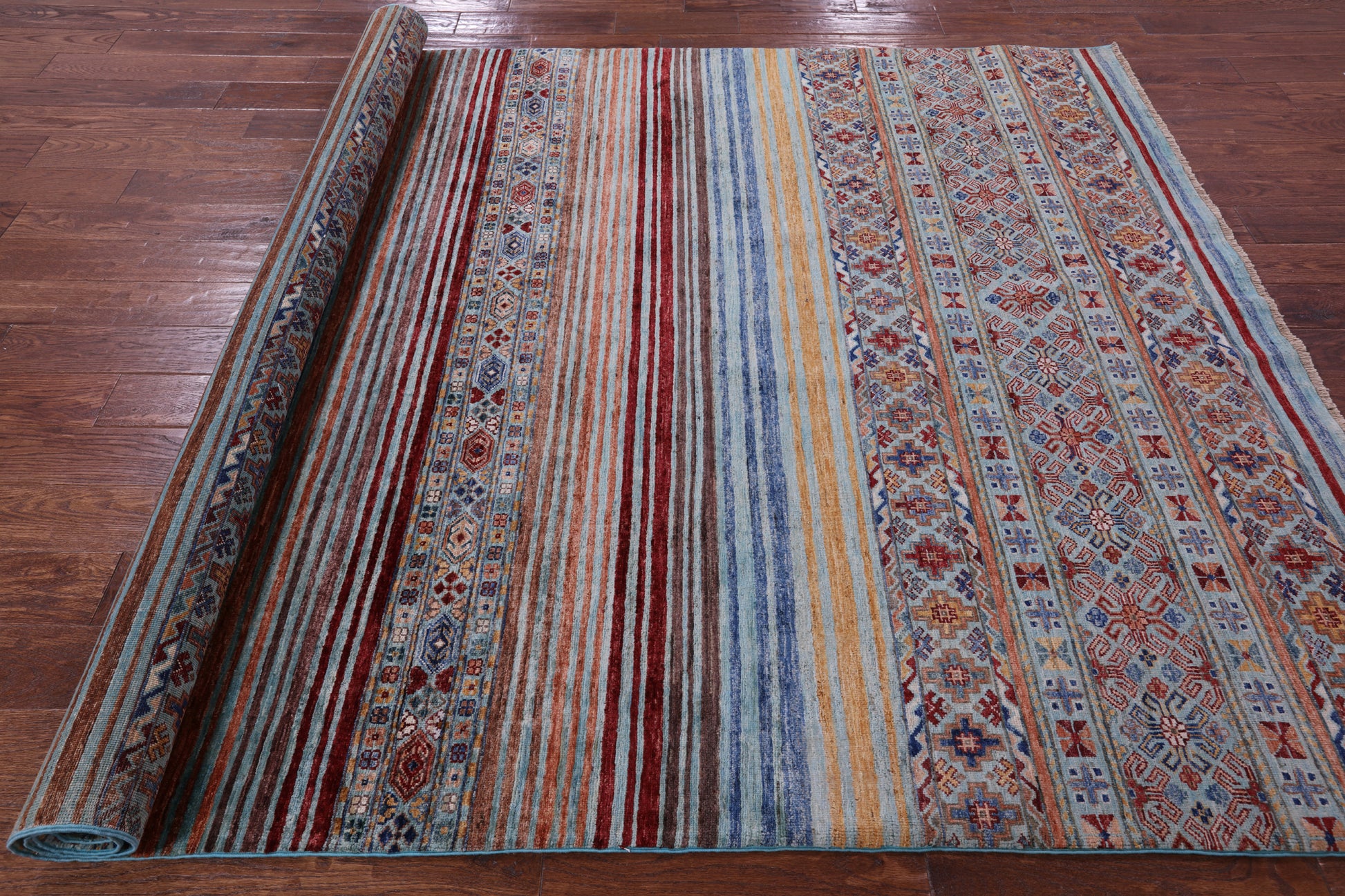 Khorjin Persian Gabbeh Hand Knotted Wool Rug - 6' 7" X 9' 4" - Golden Nile