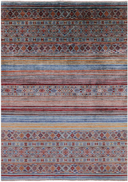 Khorjin Persian Gabbeh Hand Knotted Wool Rug - 6' 7" X 9' 4" - Golden Nile