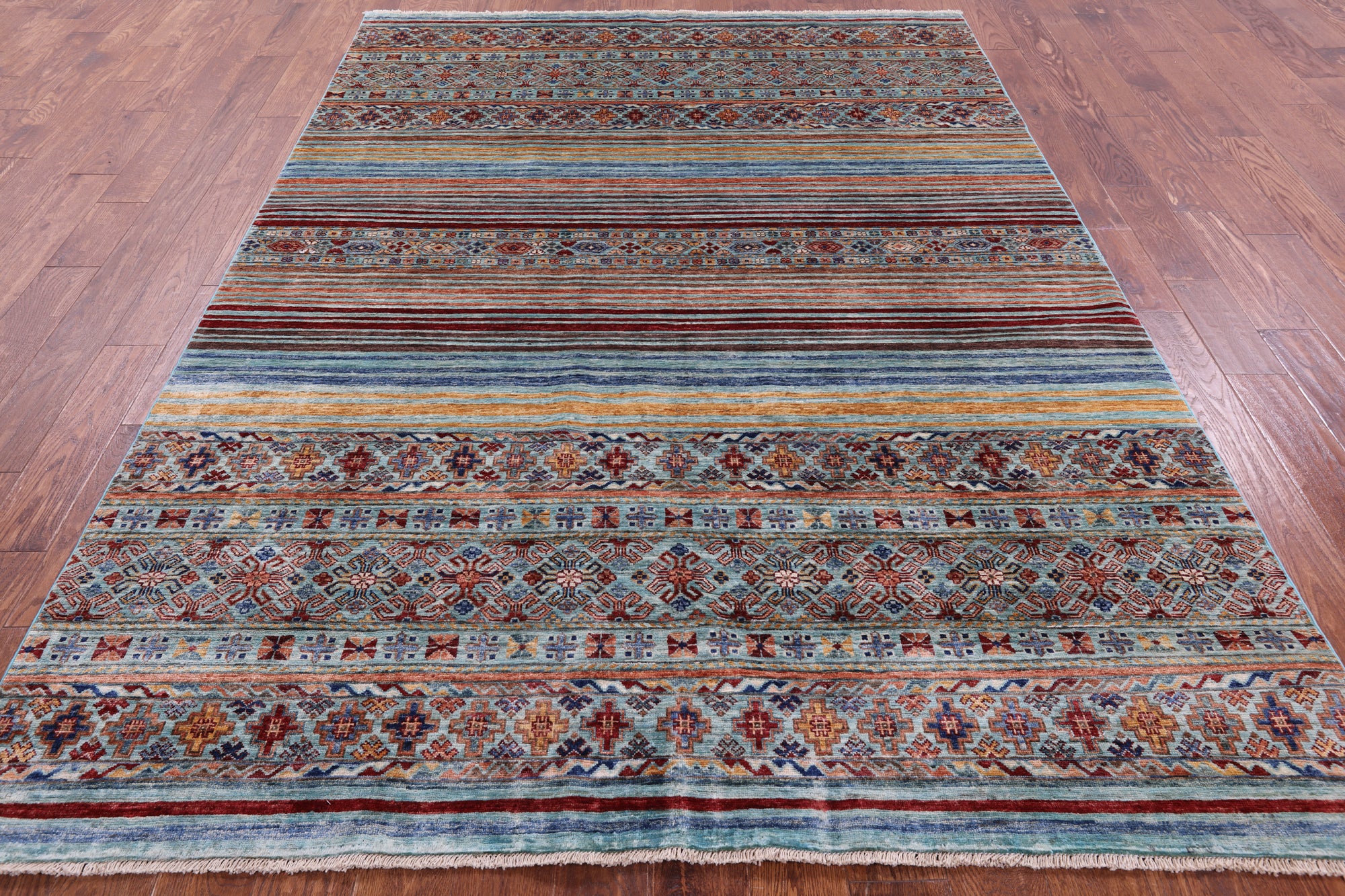 Khorjin Persian Gabbeh Hand Knotted Wool Rug - 6' 7" X 9' 4" - Golden Nile