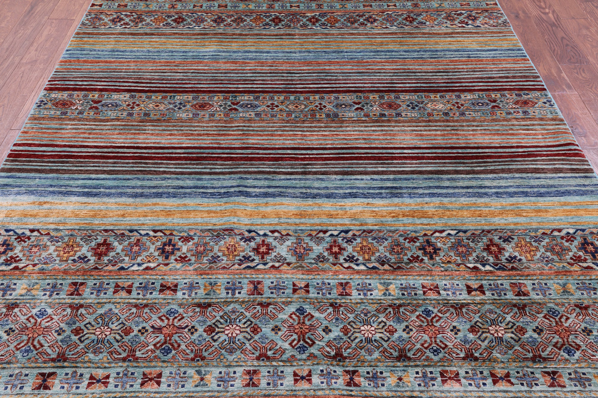 Khorjin Persian Gabbeh Hand Knotted Wool Rug - 6' 7" X 9' 4" - Golden Nile
