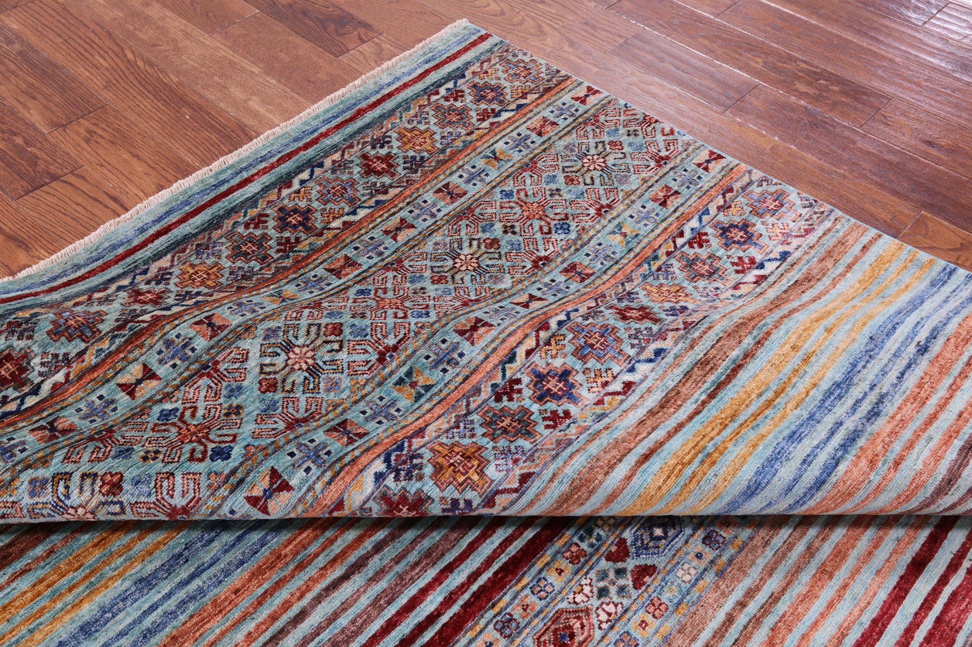 Khorjin Persian Gabbeh Hand Knotted Wool Rug - 6' 7" X 9' 4" - Golden Nile