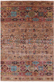 Tribal Persian Gabbeh Hand Knotted Wool Rug - 6' 8" X 9' 9" - Golden Nile