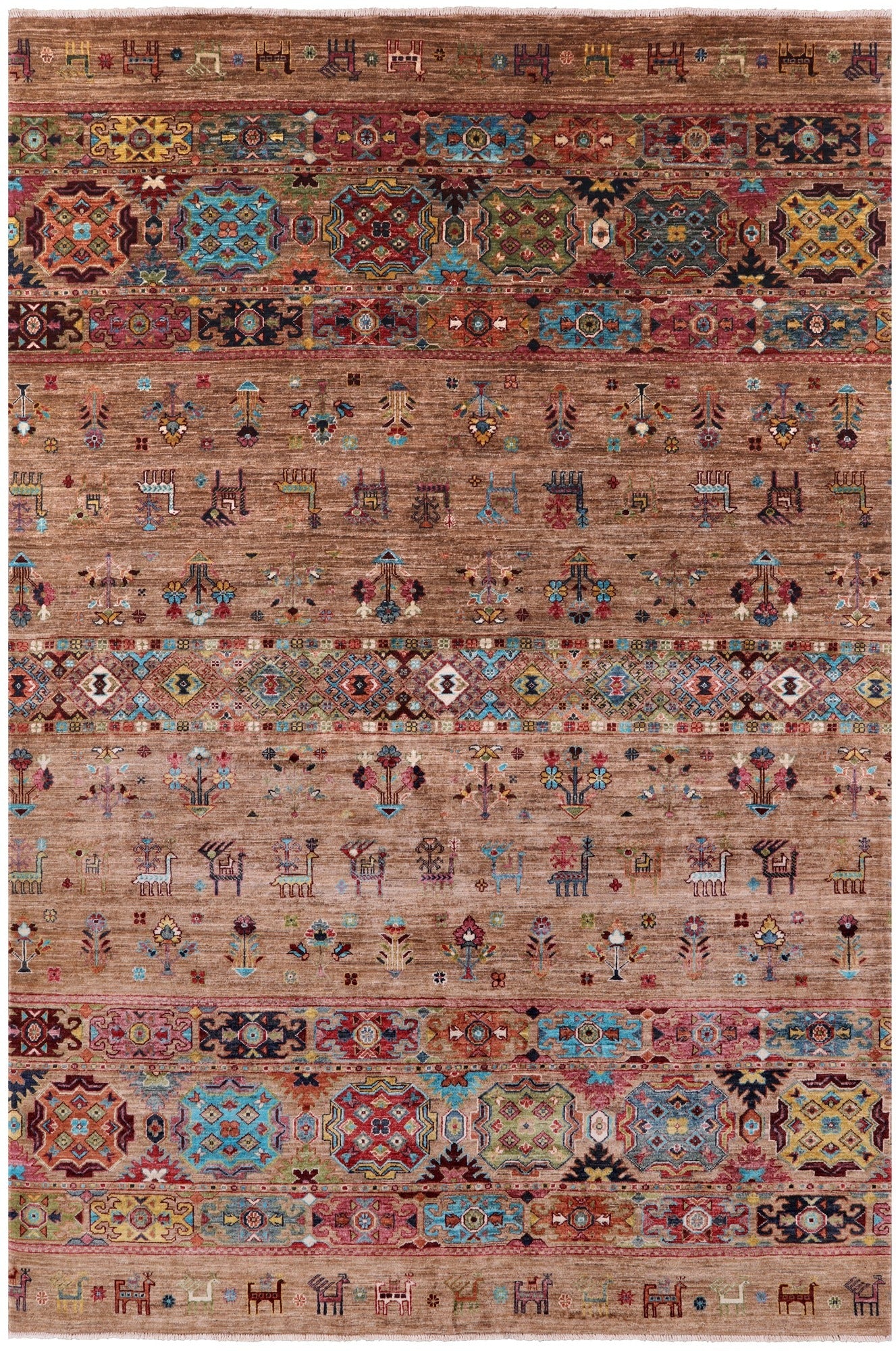Tribal Persian Gabbeh Hand Knotted Wool Rug - 6' 8" X 9' 9" - Golden Nile