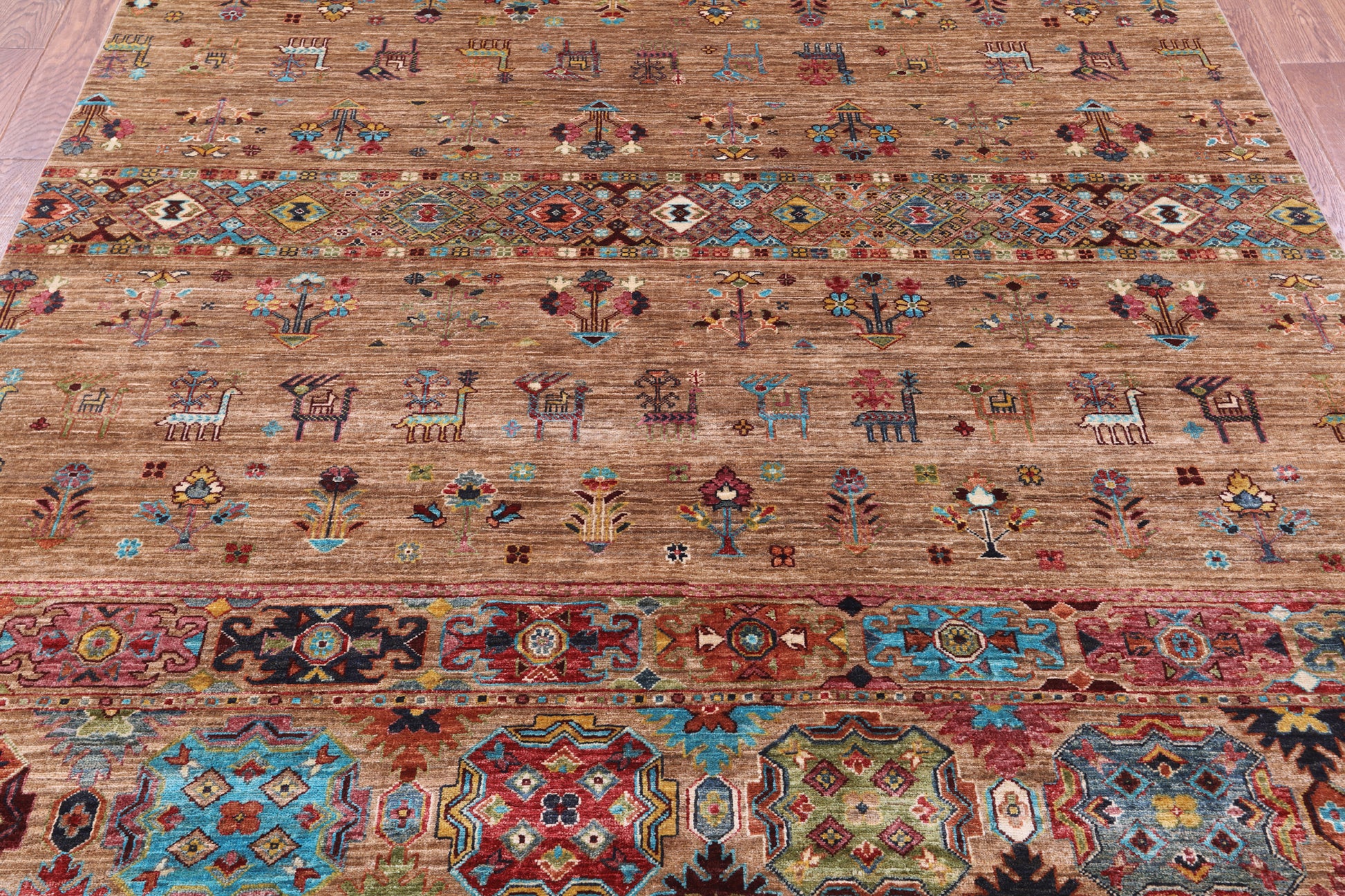 Tribal Persian Gabbeh Hand Knotted Wool Rug - 6' 8" X 9' 9" - Golden Nile