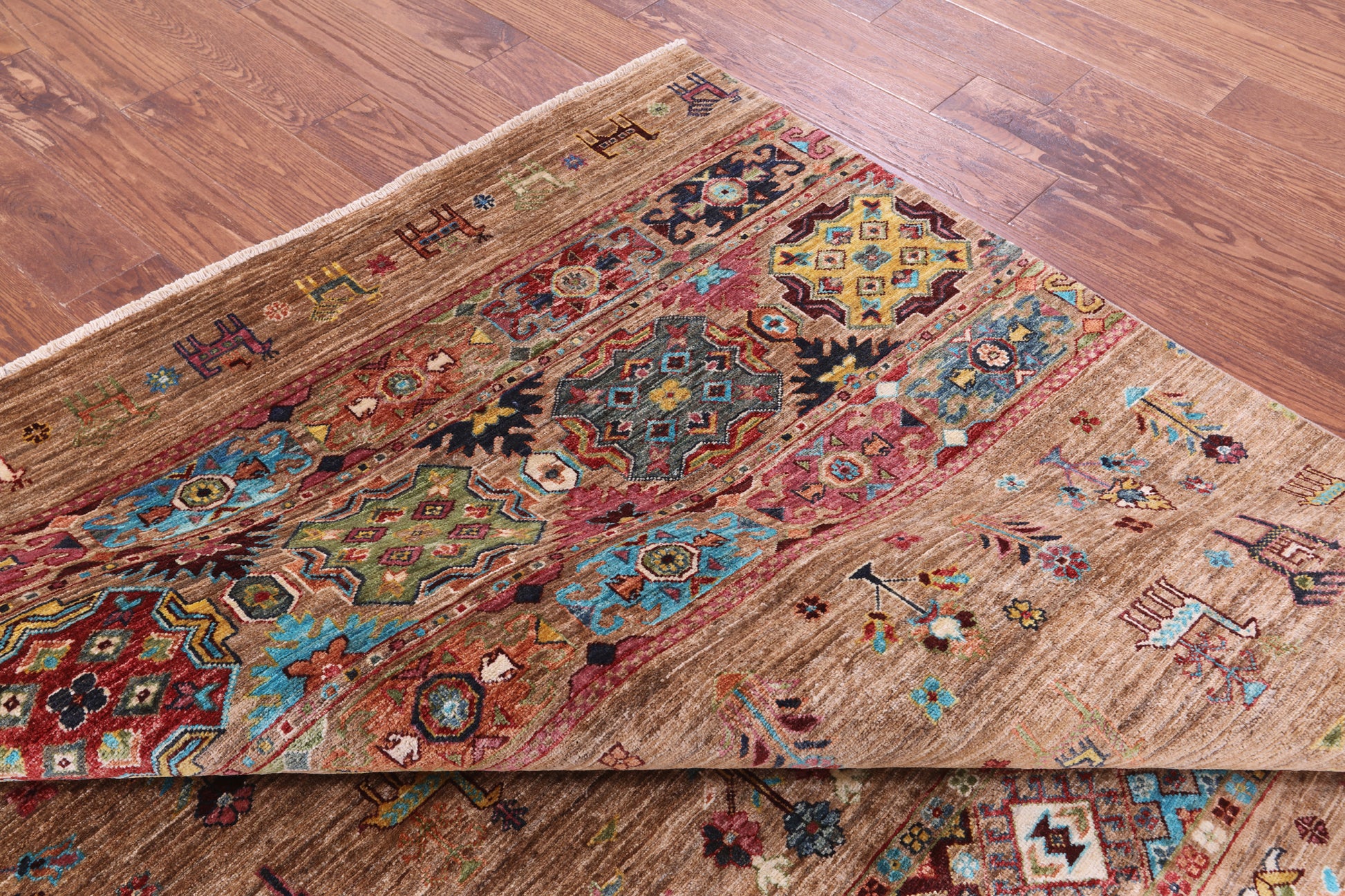 Tribal Persian Gabbeh Hand Knotted Wool Rug - 6' 8" X 9' 9" - Golden Nile