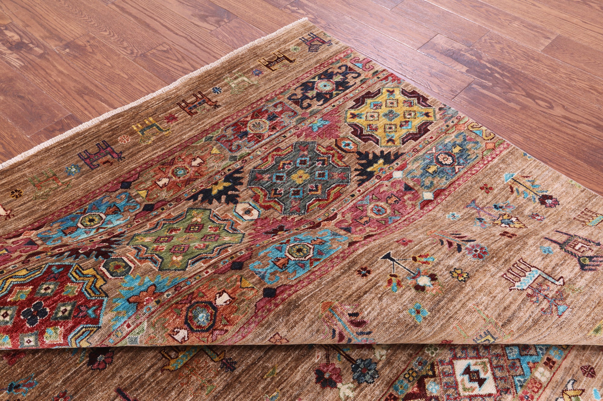 Tribal Persian Gabbeh Hand Knotted Wool Rug - 6' 8" X 9' 9" - Golden Nile
