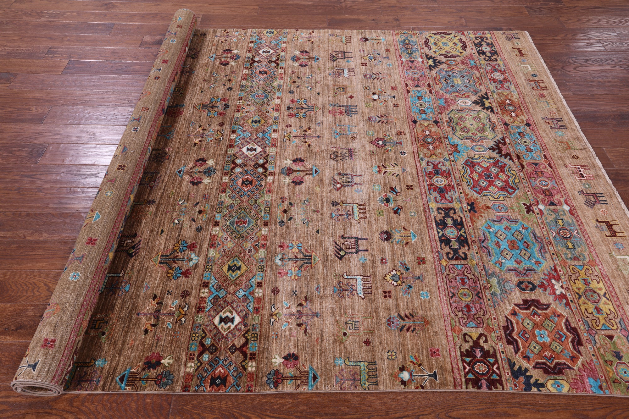 Tribal Persian Gabbeh Hand Knotted Wool Rug - 6' 8" X 9' 9" - Golden Nile