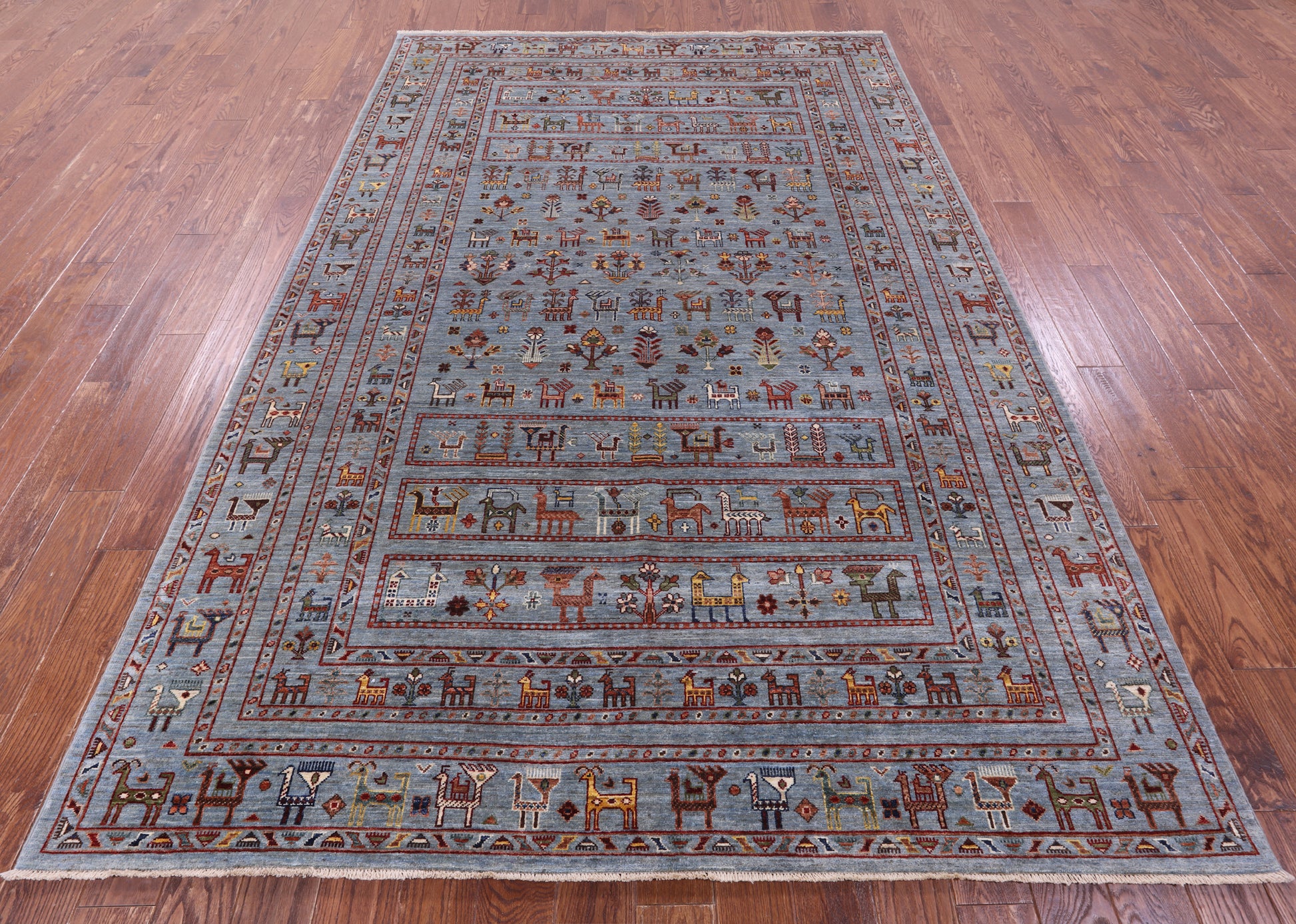 Persian Gabbeh Tribal Hand Knotted Wool Rug - 6' 10" X 10' 2" - Golden Nile