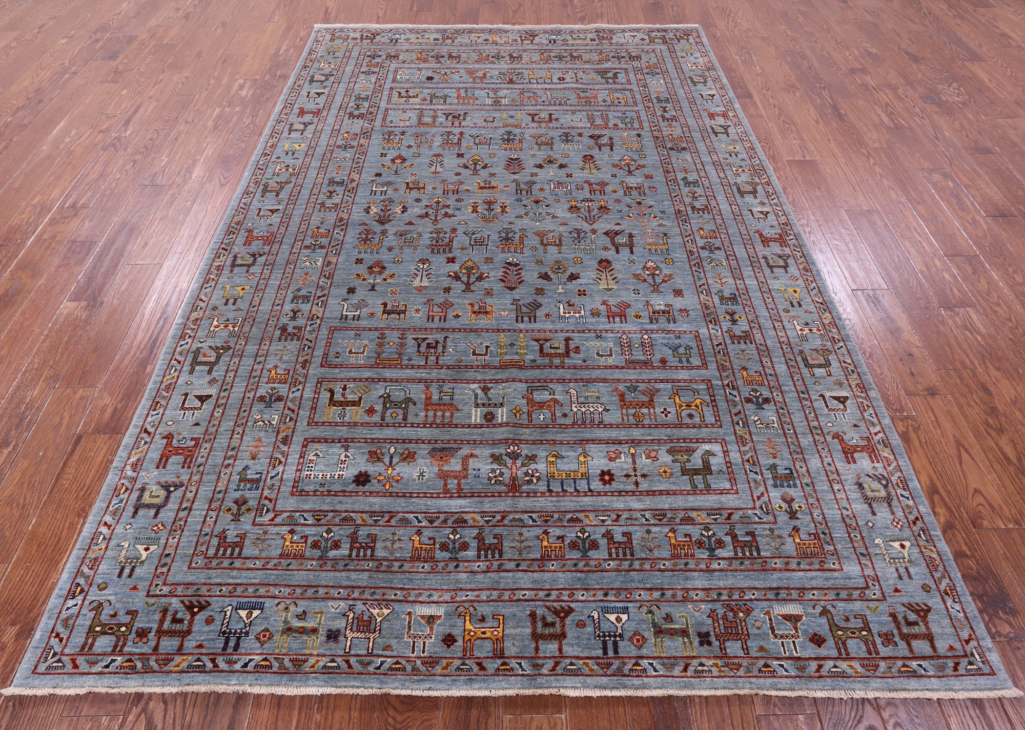 Persian Gabbeh Tribal Hand Knotted Wool Rug - 6' 10" X 10' 2" - Golden Nile