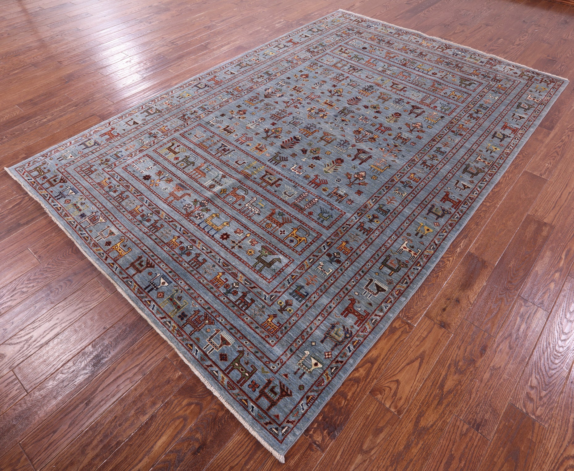 Persian Gabbeh Tribal Hand Knotted Wool Rug - 6' 10" X 10' 2" - Golden Nile