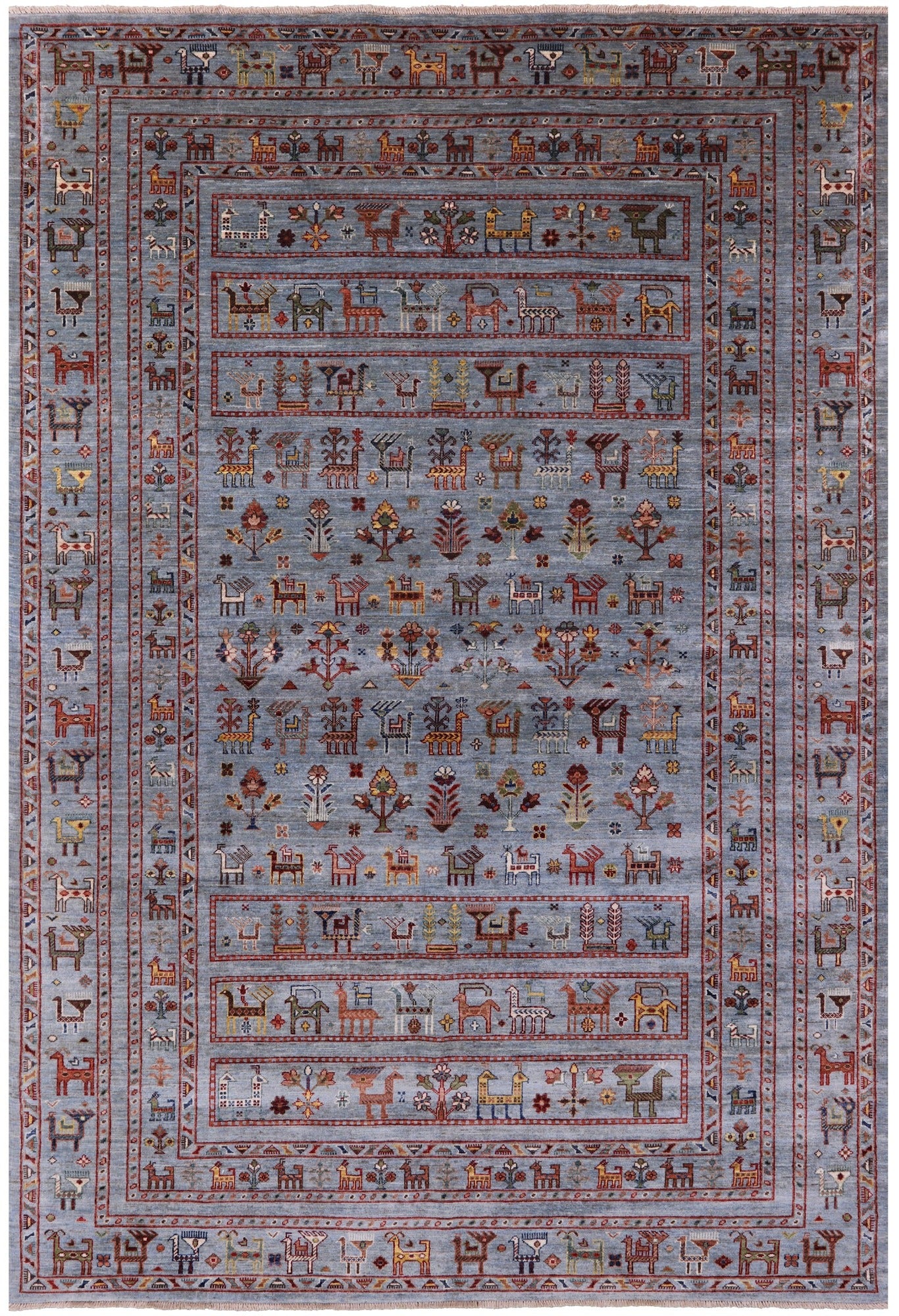 Persian Gabbeh Tribal Hand Knotted Wool Rug - 6' 10" X 10' 2" - Golden Nile