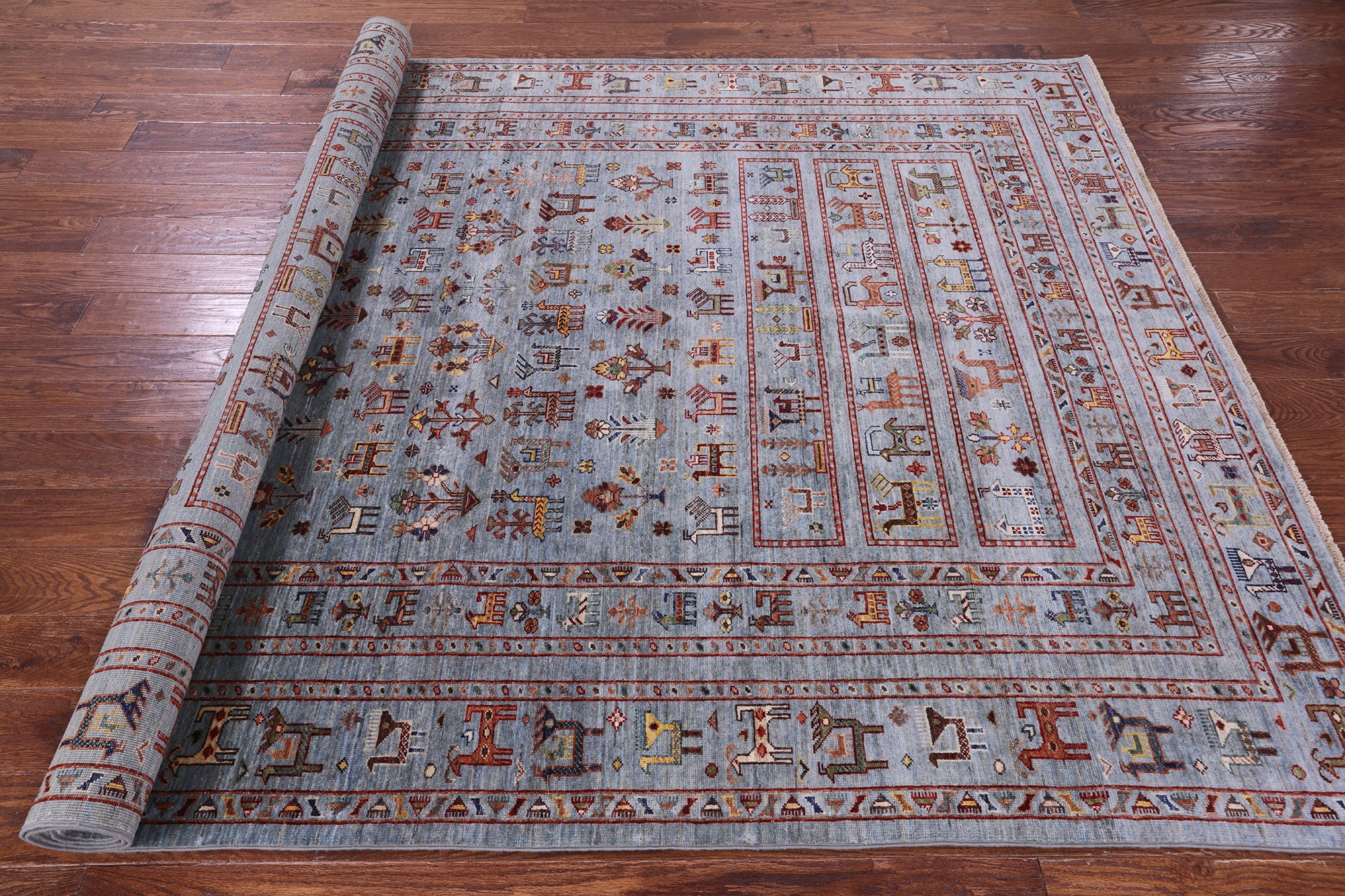 Persian Gabbeh Tribal Hand Knotted Wool Rug - 6' 10" X 10' 2" - Golden Nile