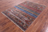 Khorjin Persian Gabbeh Hand Knotted Wool Rug - 5' 8" X 7' 10" - Golden Nile