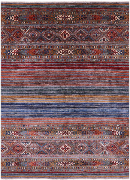 Khorjin Persian Gabbeh Hand Knotted Wool Rug - 5' 8" X 7' 10" - Golden Nile