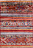 Khorjin Persian Gabbeh Hand Knotted Wool Rug - 4' 0" X 5' 11" - Golden Nile