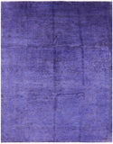 Purple Full Pile Overdyed Hand Knotted Wool Area Rug - 7' 9" X 9' 10" - Golden Nile