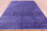 Purple Full Pile Overdyed Hand Knotted Wool Area Rug - 7' 9" X 9' 10" - Golden Nile