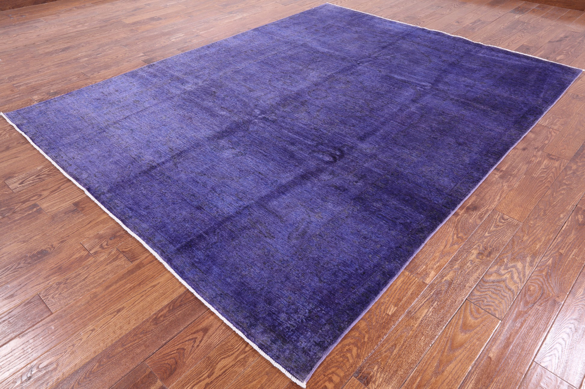 Purple Full Pile Overdyed Hand Knotted Wool Area Rug - 7' 9" X 9' 10" - Golden Nile