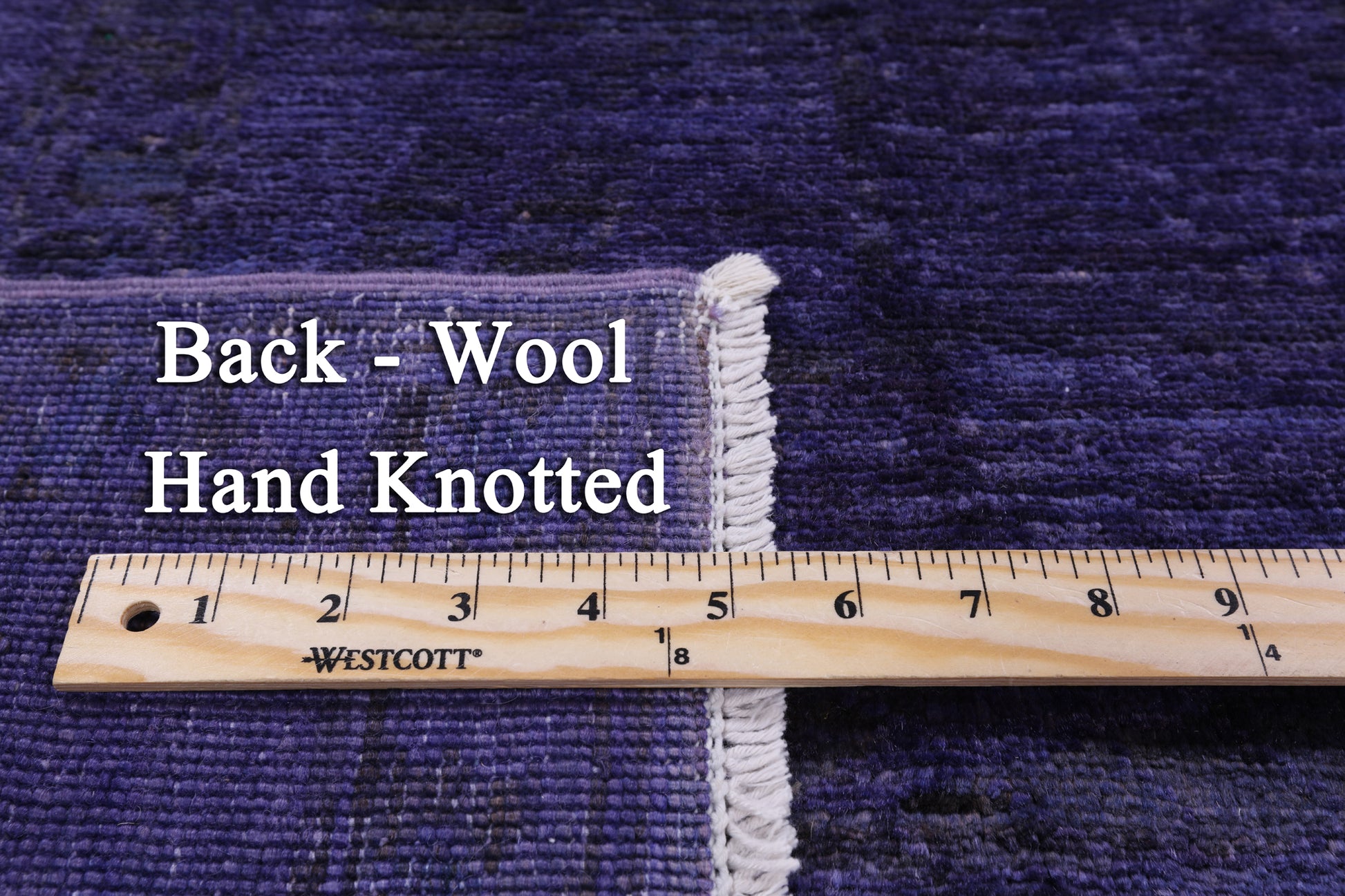 Purple Full Pile Overdyed Hand Knotted Wool Area Rug - 7' 9" X 9' 10" - Golden Nile