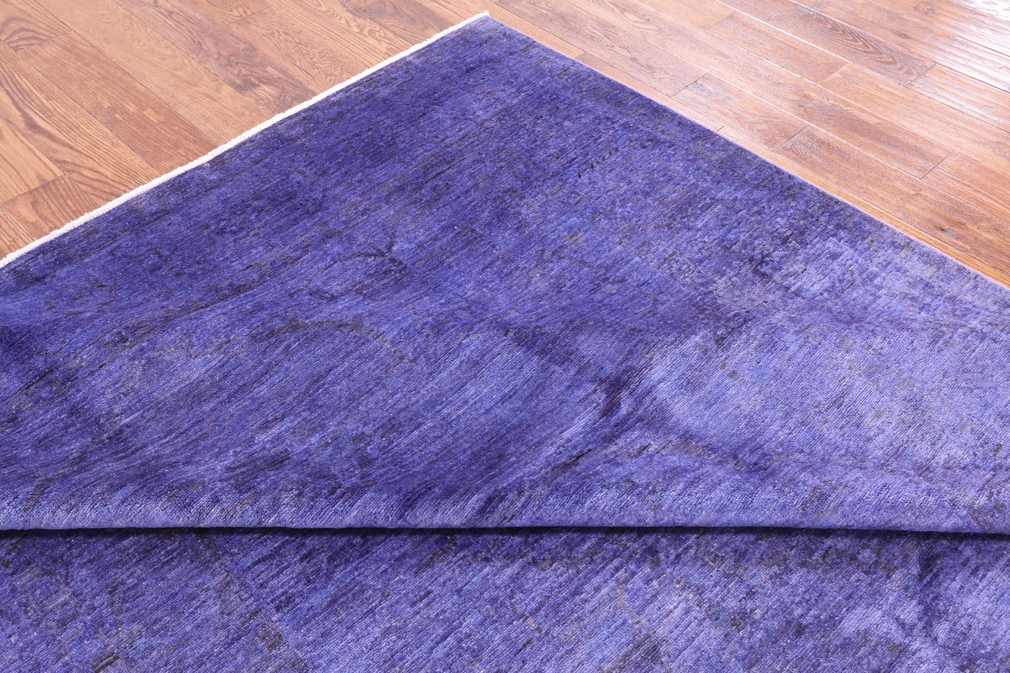 Purple Full Pile Overdyed Hand Knotted Wool Area Rug - 7' 9" X 9' 10" - Golden Nile